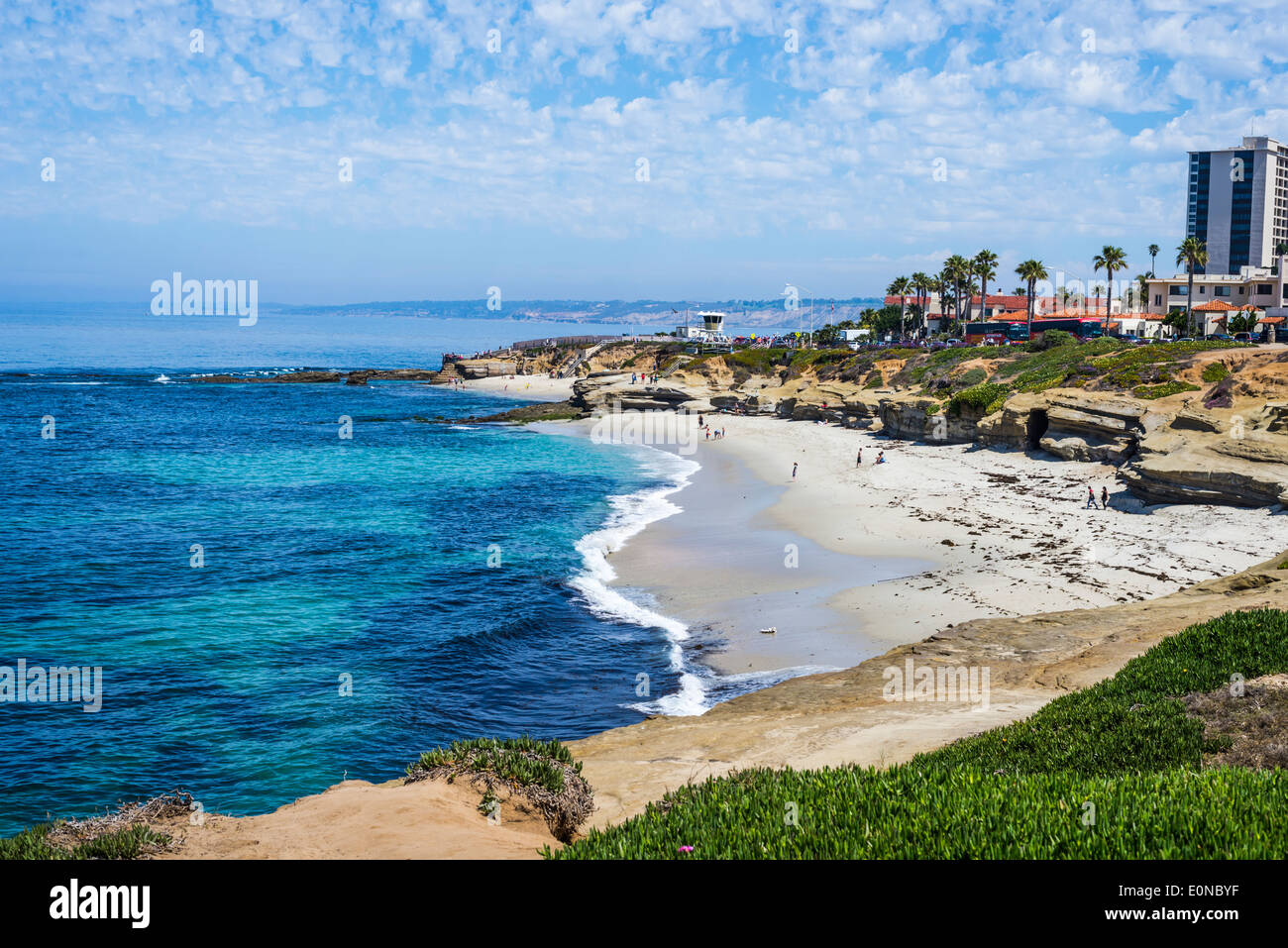 La Jolla costa e Wipeout Beach in background. La Jolla, California, Stati Uniti. Foto Stock