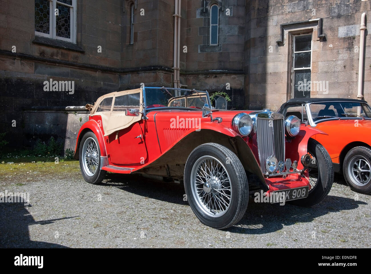 1949 rosso brillante MG TC Classic Sport Automobile Foto Stock