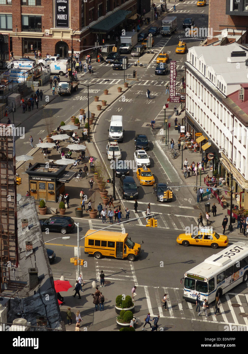 Vista aerea di New York street da Gansevoort Hotel Foto Stock