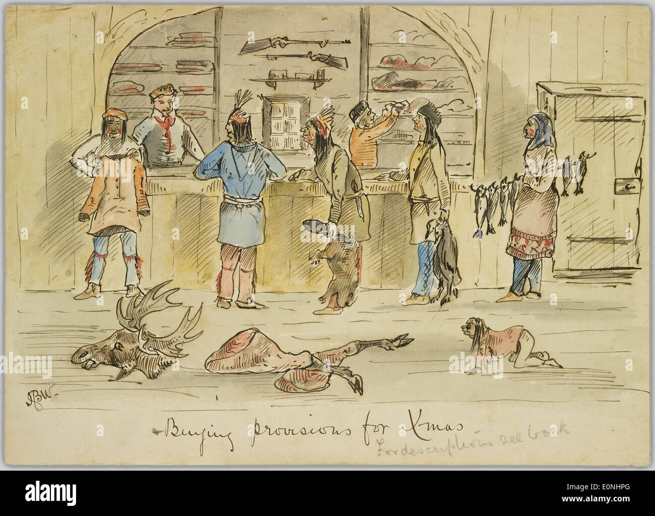 Una scena che mostra le persone che si preparano per il Natale acquistando provviste. L'attenzione è rivolta all'esperienza di shopping pre-vacanza, catturando l'atmosfera festosa che circonda i preparativi natalizi. Foto Stock