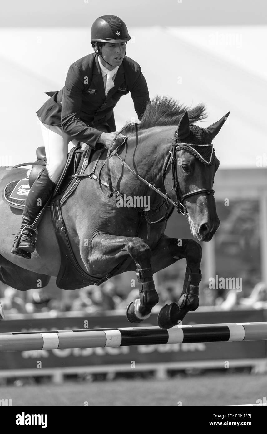 Show Jumping al 2014 Balmoral Show, il Labirinto, Lisburn, Irlanda del Nord. Foto Stock
