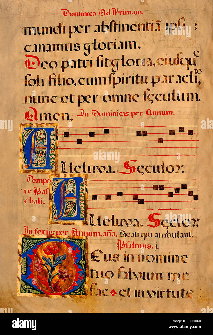 Un'altra pagina del manoscritto Chant spagnolo, che offre uno sguardo sulla cultura della musica canto antica in Spagna e il suo impatto religioso e culturale nel XVI secolo. Foto Stock