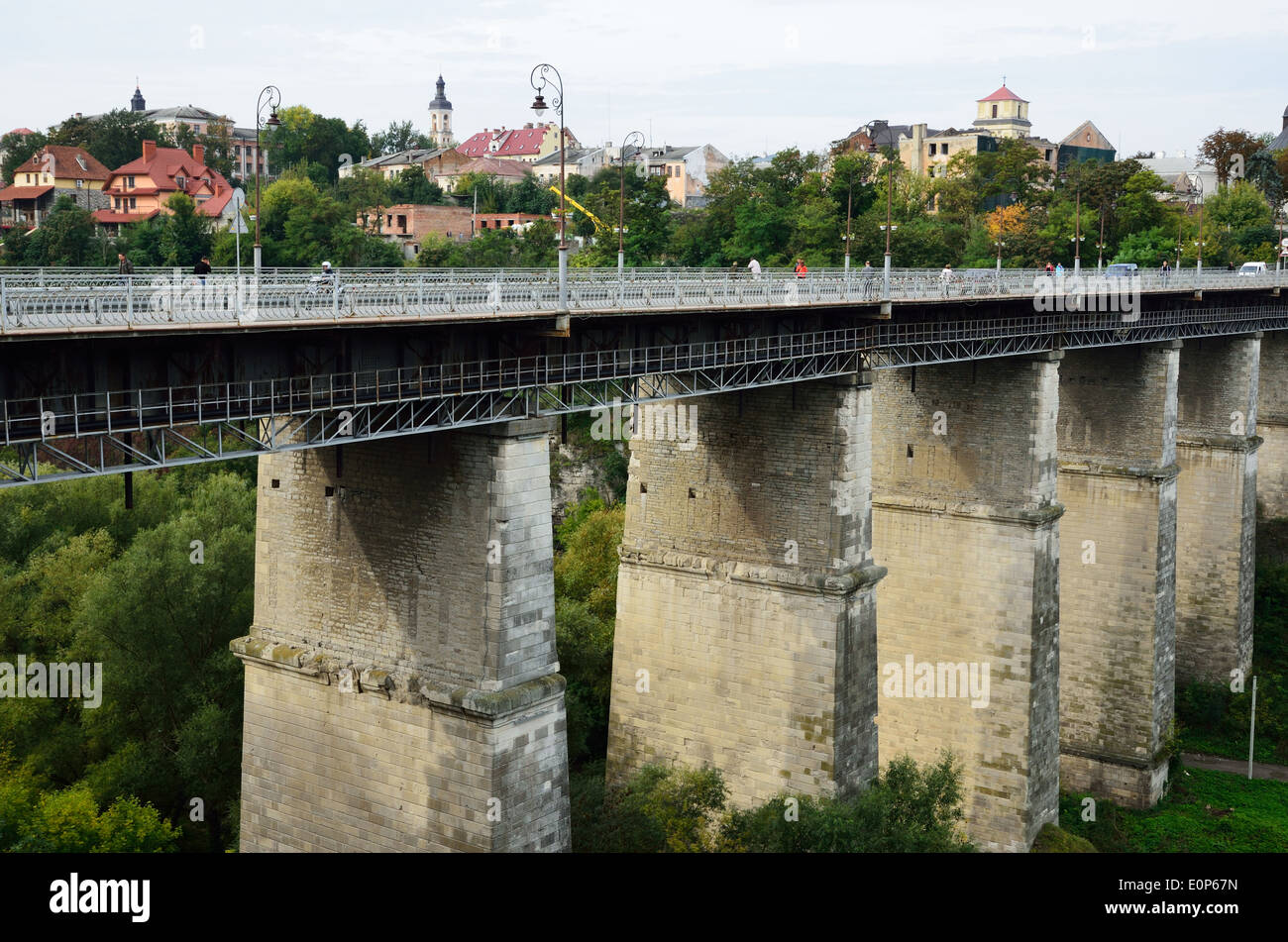 Famosi ponti della città antica Kamyanets-Podilsky Foto Stock