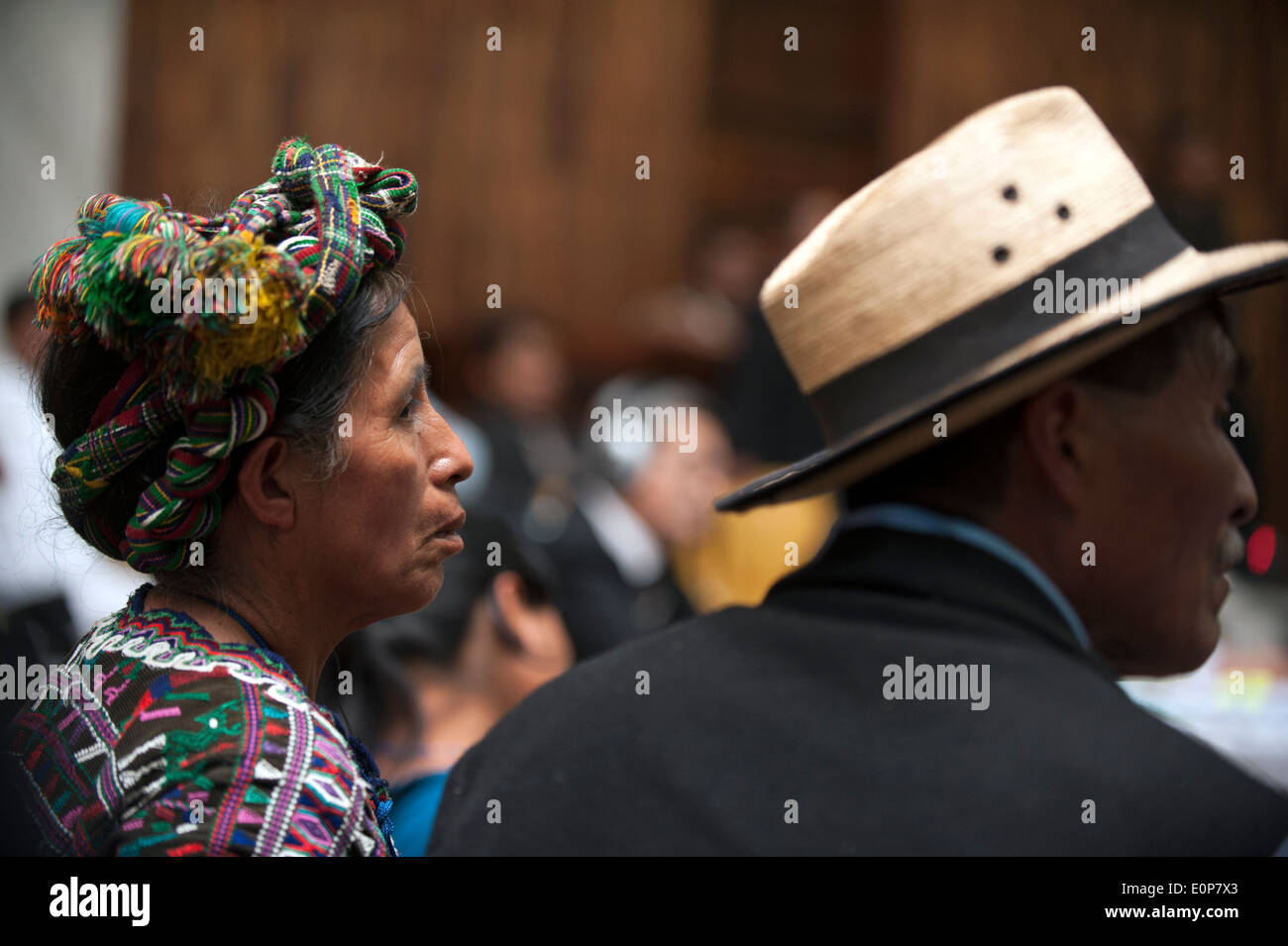 Ex-Guatemalan dittatore Rios Montt va in prova per genocidio, Città del Guatemala, Guatemala. Foto Stock