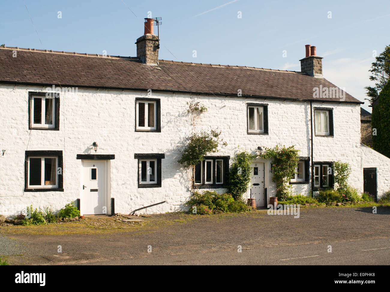 Periodo cottages Bolton-da-Bowland, Lancashire, Inghilterra, Regno Unito Foto Stock