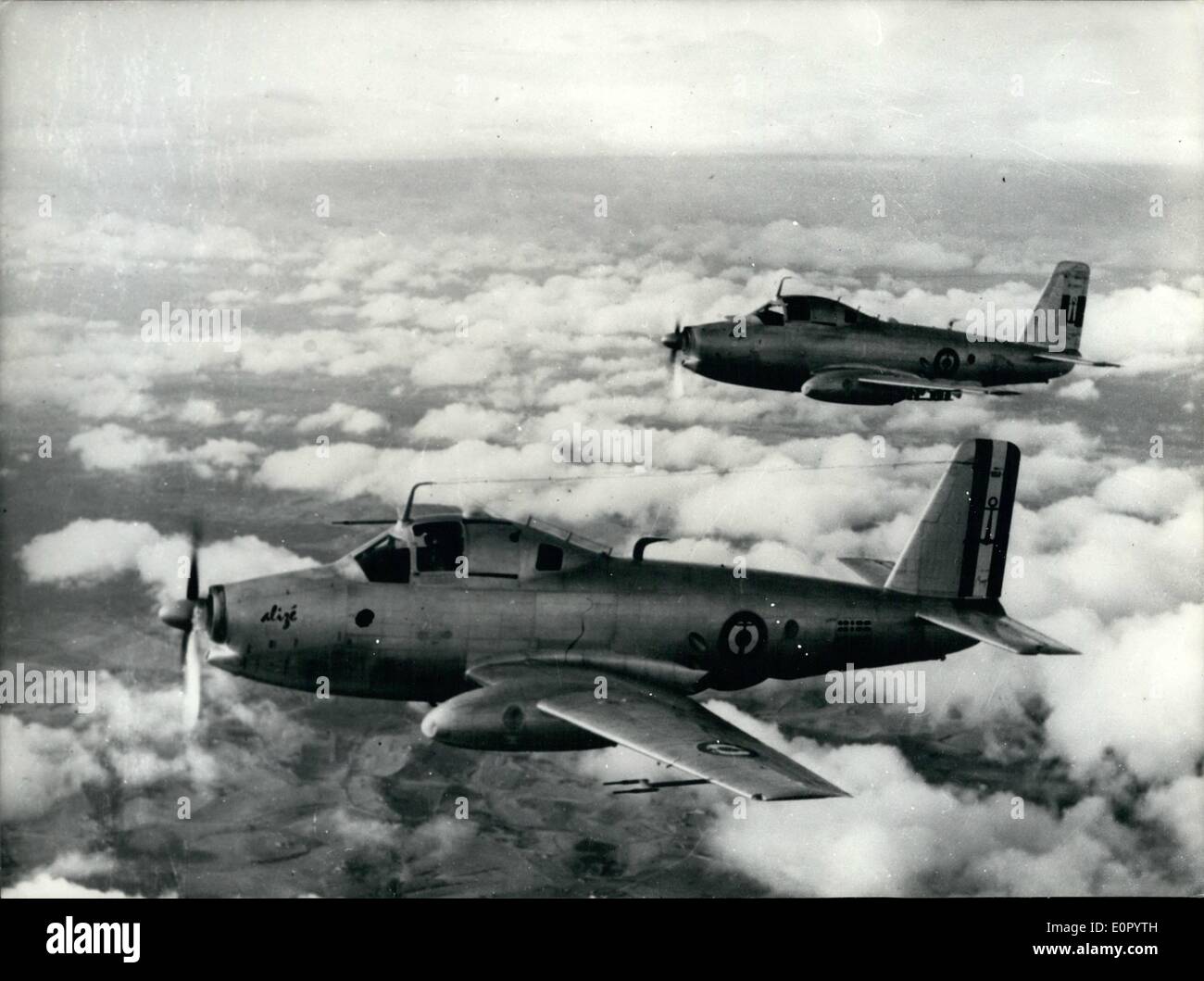 05 maggio 1957 - Parigi aviation mostra : mostra fotografica a tre posti somma anti-marine bregueyt 1.050 ''Alize'', dotato di rulli roysetursine "arte". Velocità di crociera. 250 Km all'ora : Soffitto 6.000 metri. Foto Stock