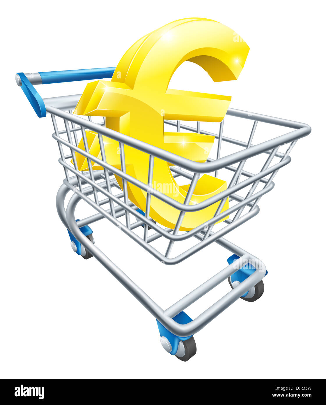 Valuta Euro carrello concetto del simbolo dell'euro in un supermercato carrello o carrello Foto Stock