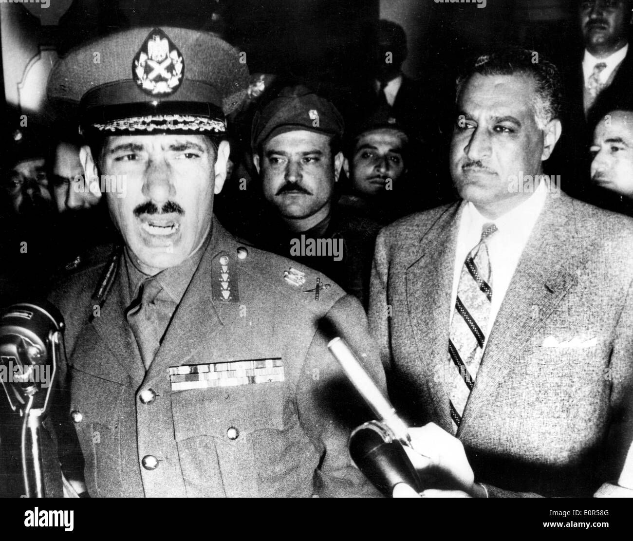 Presidente Nasser visite Repubblica araba unita forze in Siria Foto Stock
