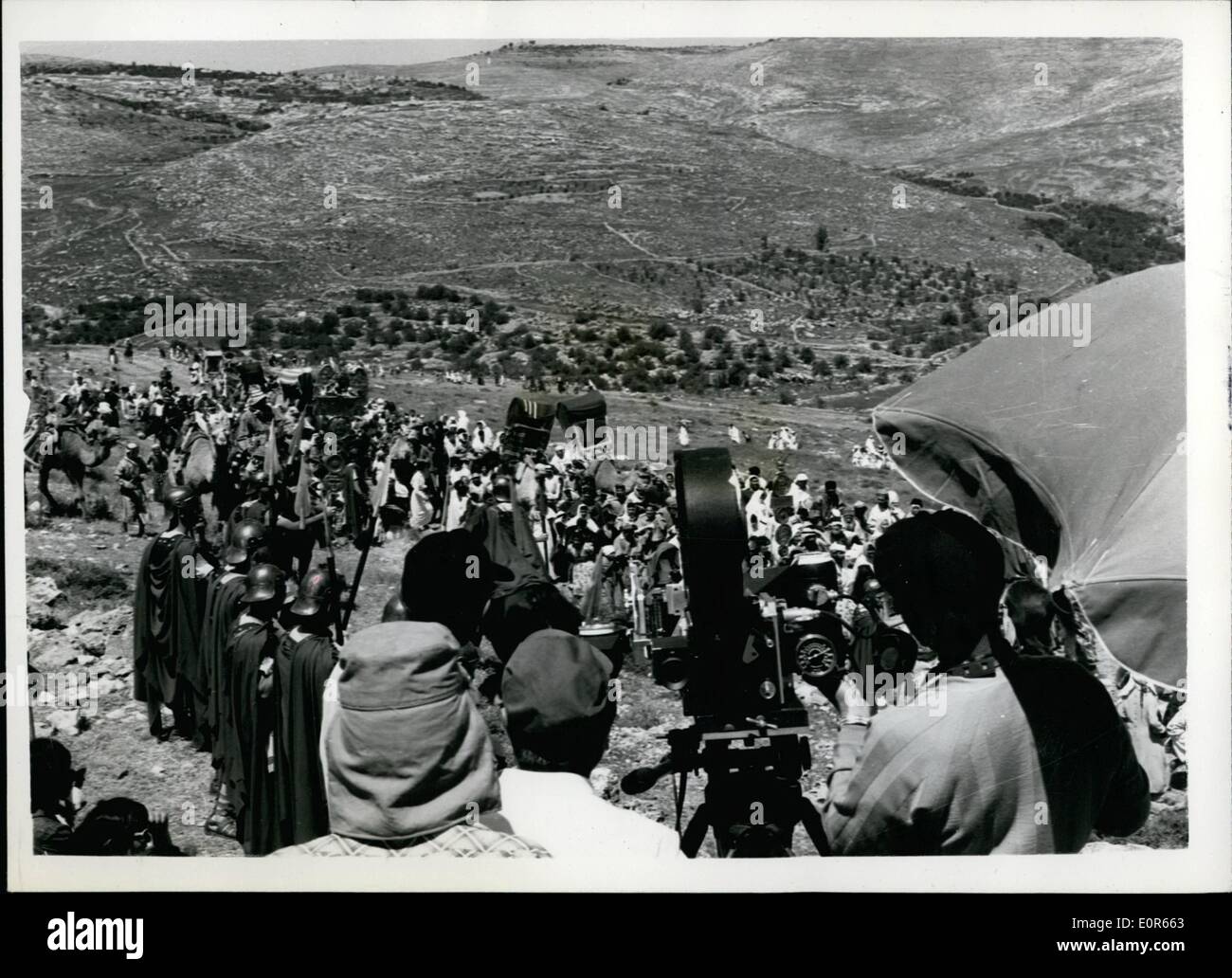 Apr. 04, 1958 - il famoso film nel corso del Re-Make: Riprese ''Ben Hur'' in Gerusalemme. La scena durante la ri-filmare con la Metro Goldwyn Mayer della famosa epopea schermata 'Ben Hur' - nel suo ambiente naturale di Gerusalemme. Foto Stock