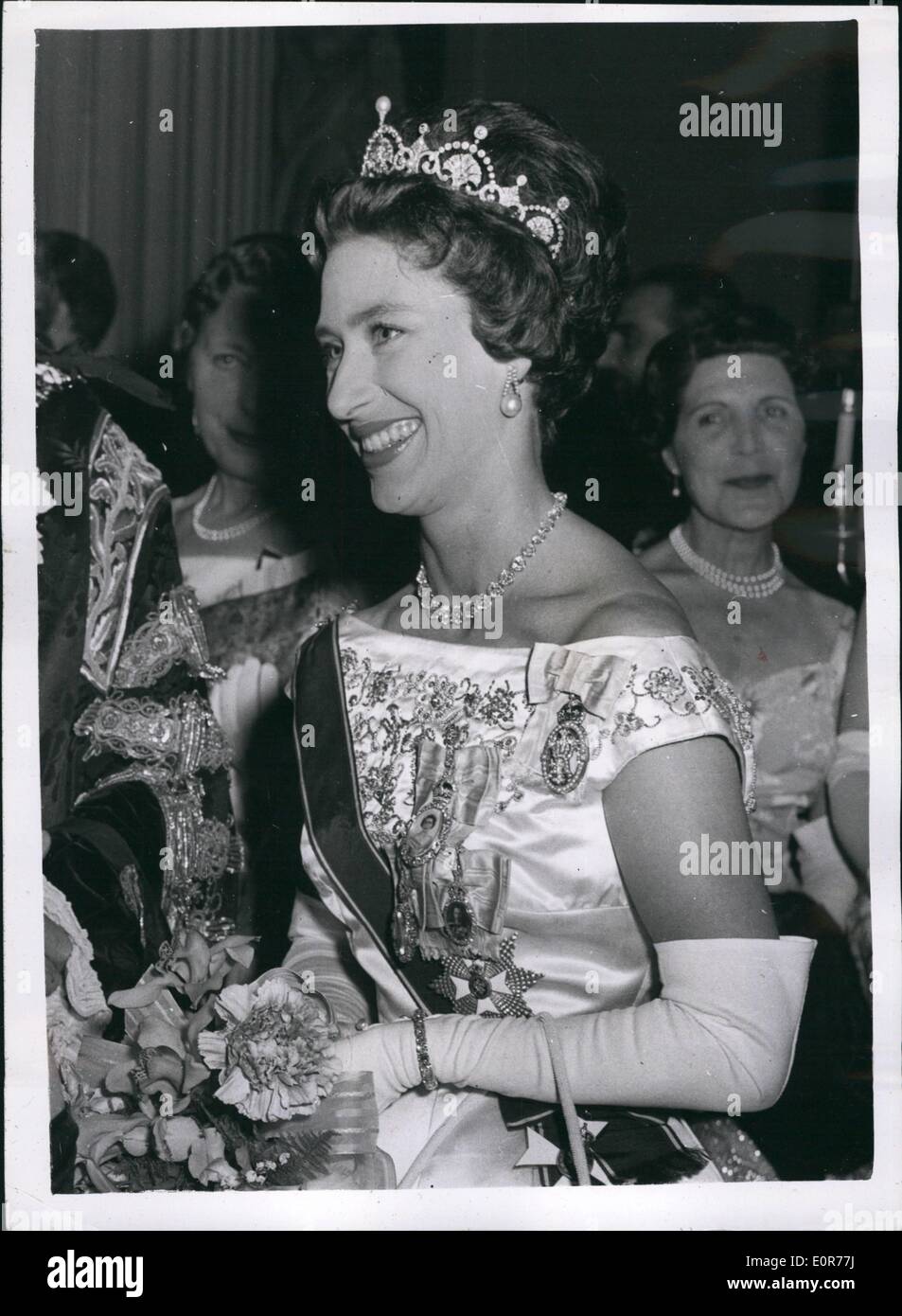 Maggio 05, 1958 - City of London reception a ''Benvenuti Home '' la principessa Margaret. Il sindaco di Londra Sir Denis Tauscott e Foto Stock