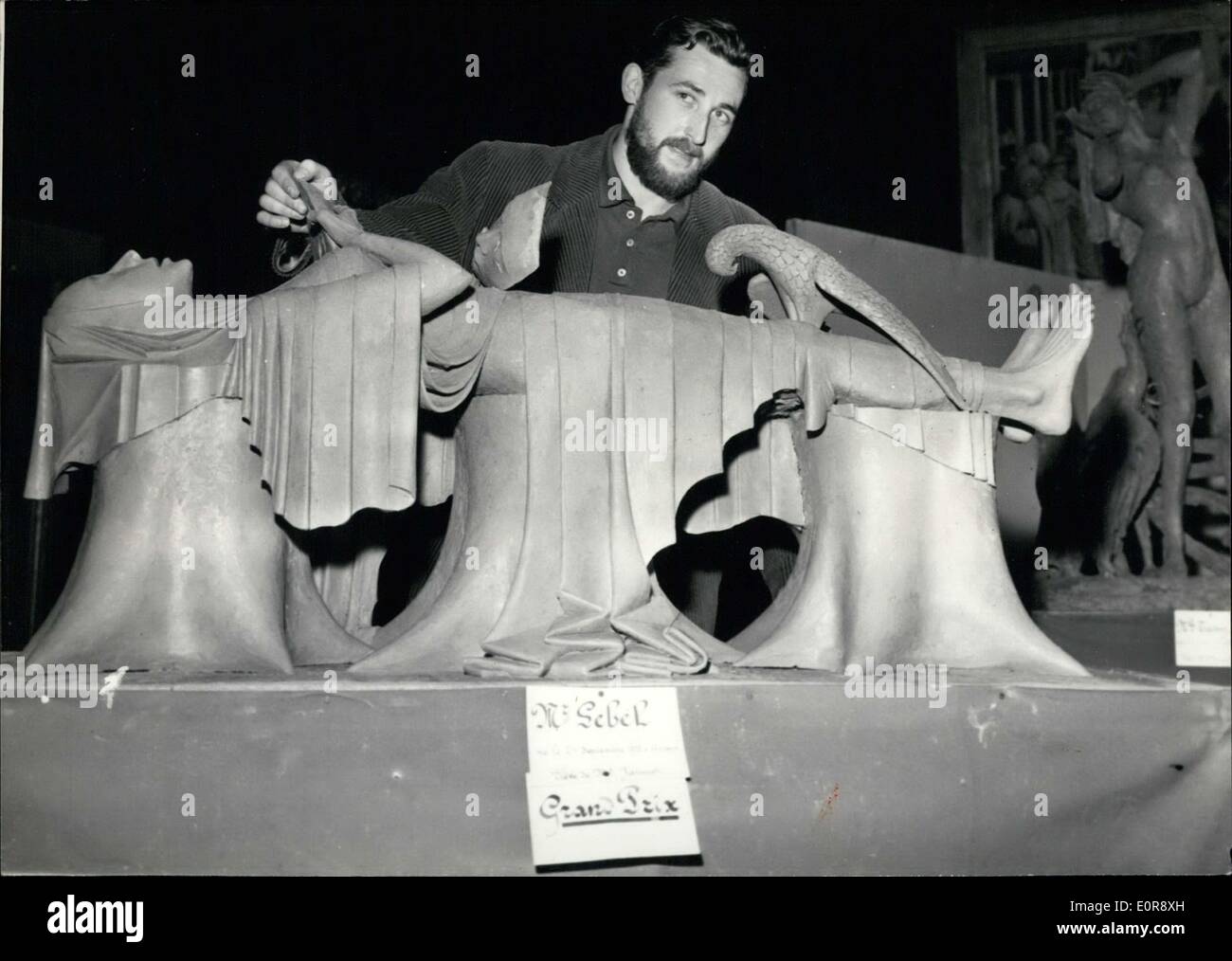 Lug. 08, 1958 - Bruno Lebel vince Roma della scultura del Gran Premio Foto Stock