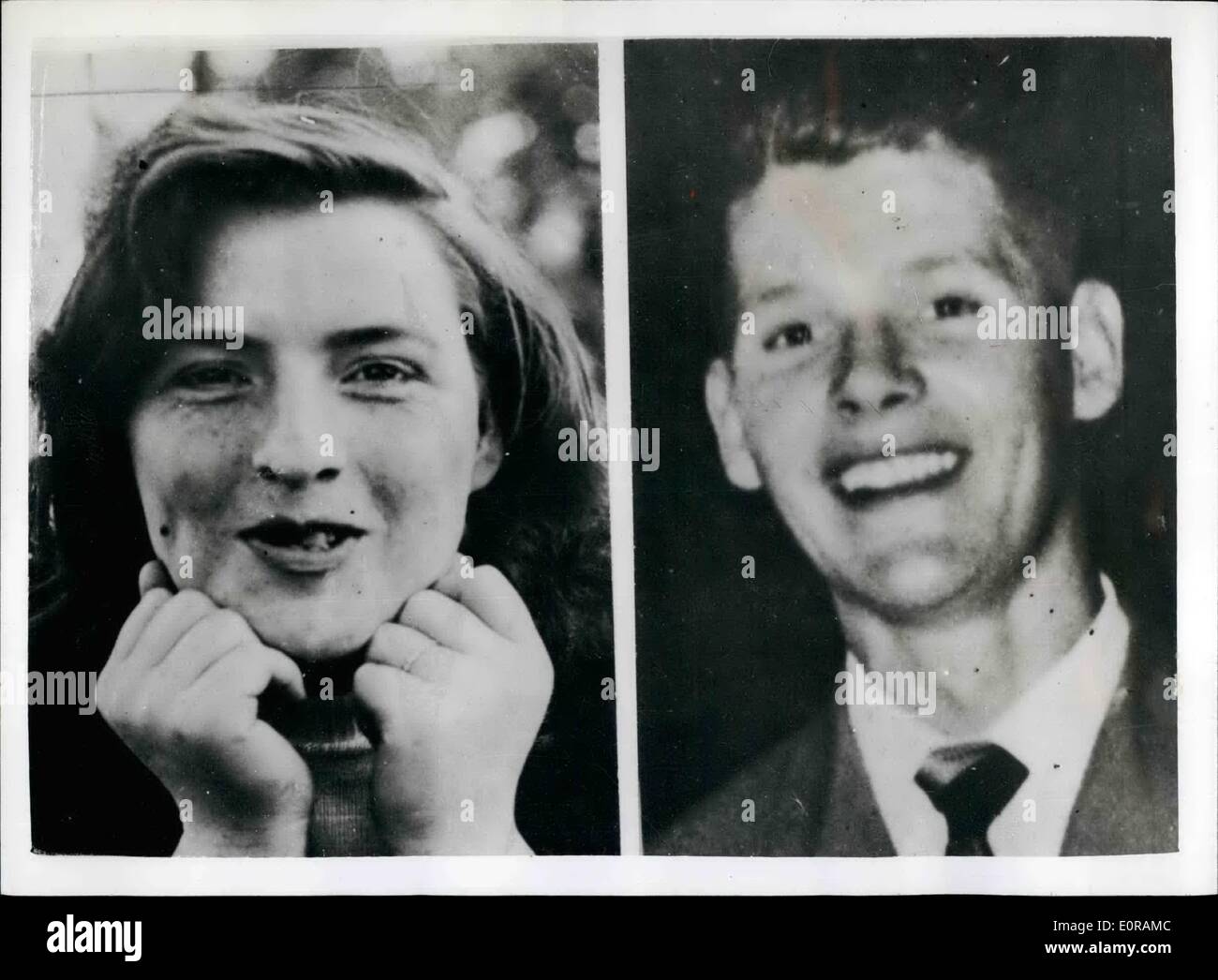 Ottobre 01, 1958 - 1-10-58 piani ragazza di sposare l'uomo nella cella della morte. Ventidue anni di Rita McLean ieri è stata concessa una licenza speciale per sposare un uomo a causa di impiccati in 16 giorni di tempo per omicidio. L'uomo, 23-enne Donald Forbes, sat nella cella della morte in carcere Saughton, Edimburgo, ultima notte in attesa di approvazione per il matrimonio. Questo è venuto da Scottish Home Dipartimento. Forbes, un trawlerman, è stato condannato in Edinburgh giovedì scorso dopo che egli era stato trovato colpevole di omicidio di capitale di un 66-anno vecchio uomo nightwatch in giugno Foto Stock