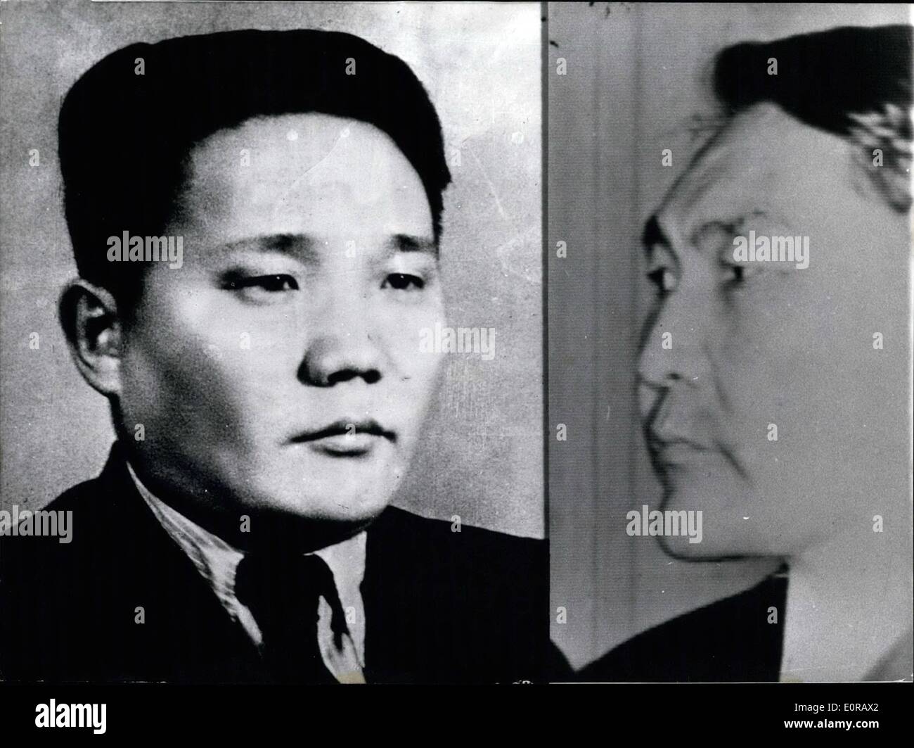 Nov. 11, 1958 - il mongolo segretario del partito comunista era stato respinto: In mongolo repubblica sovietica il Primo segretario del Partito comunista, il lungo anno Daschin comunista Damba (a destra) è stato licenziato dal suo ufficio. Il primo ministro Umjagin Zedenbal (sinistra) riesce a lui in questa posizione ma allo stesso tempo rimane il primo ministro. L'ambasciatore sovietico a formalmente indipendente repubblica popolare è l'ex ministro sovietica dell'Esterno Molotow. Ci sono state diverse aggressioni contro la ''parte scortese " gruppo di Molotow's ultimamente. Foto Stock