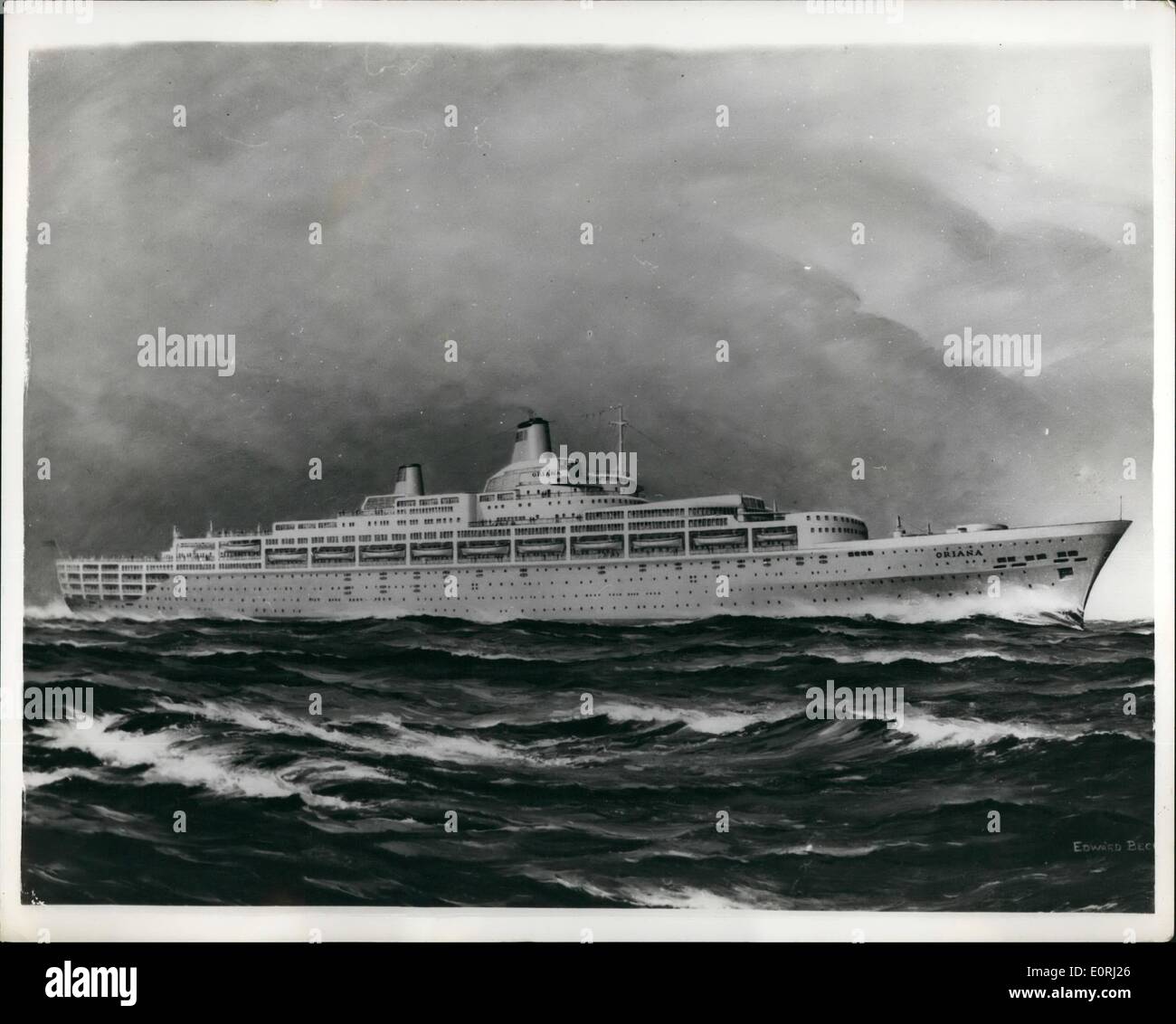 Nov. 11, 1959 - come la Gran Bretagna il nuovissimo liner appare quando viene completata. Il 40.000 ton Oriana. La foto mostra: l'artista impressione Foto Stock