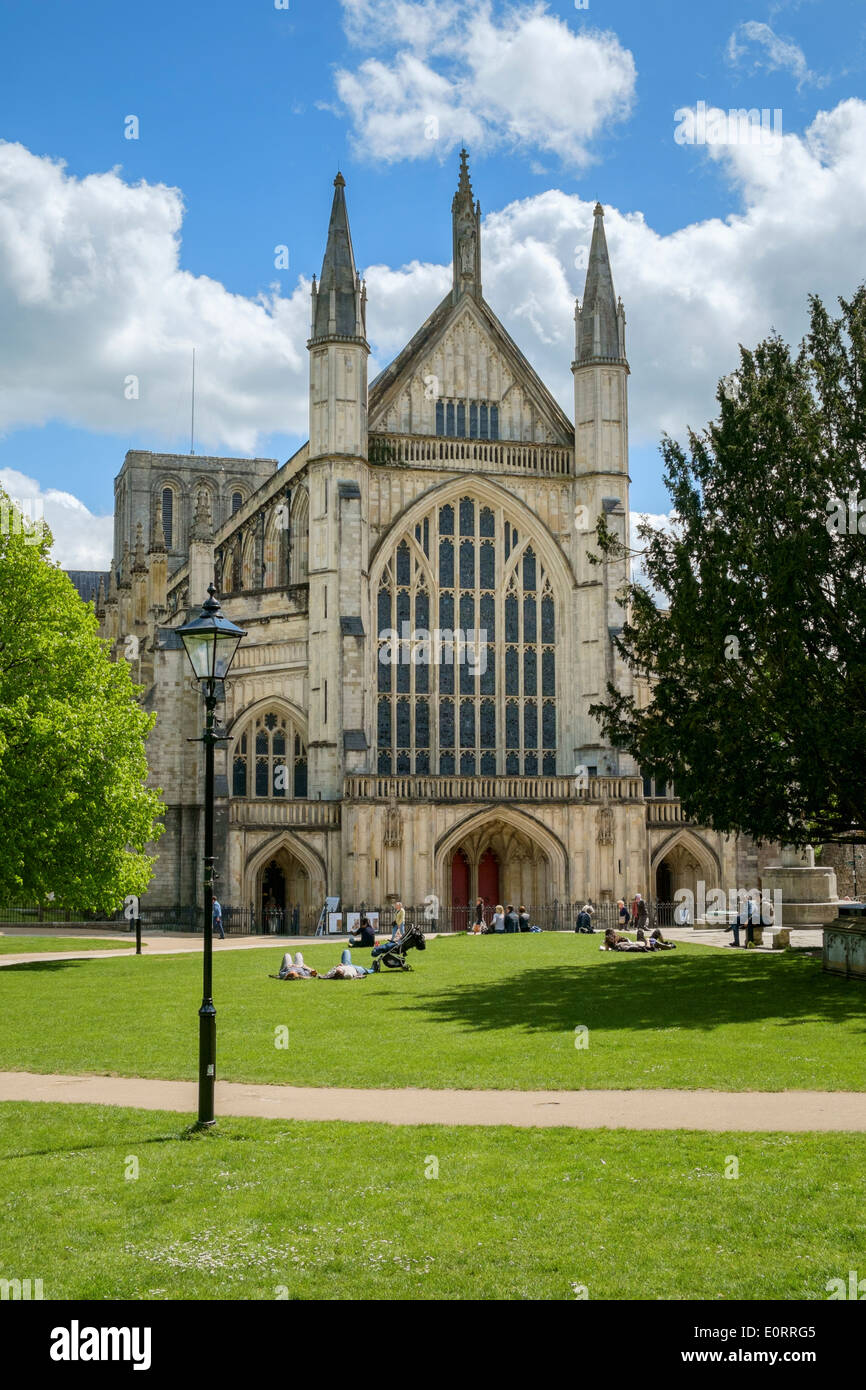 La Cattedrale di Winchester, Hampshire, Inghilterra, Regno Unito Foto Stock