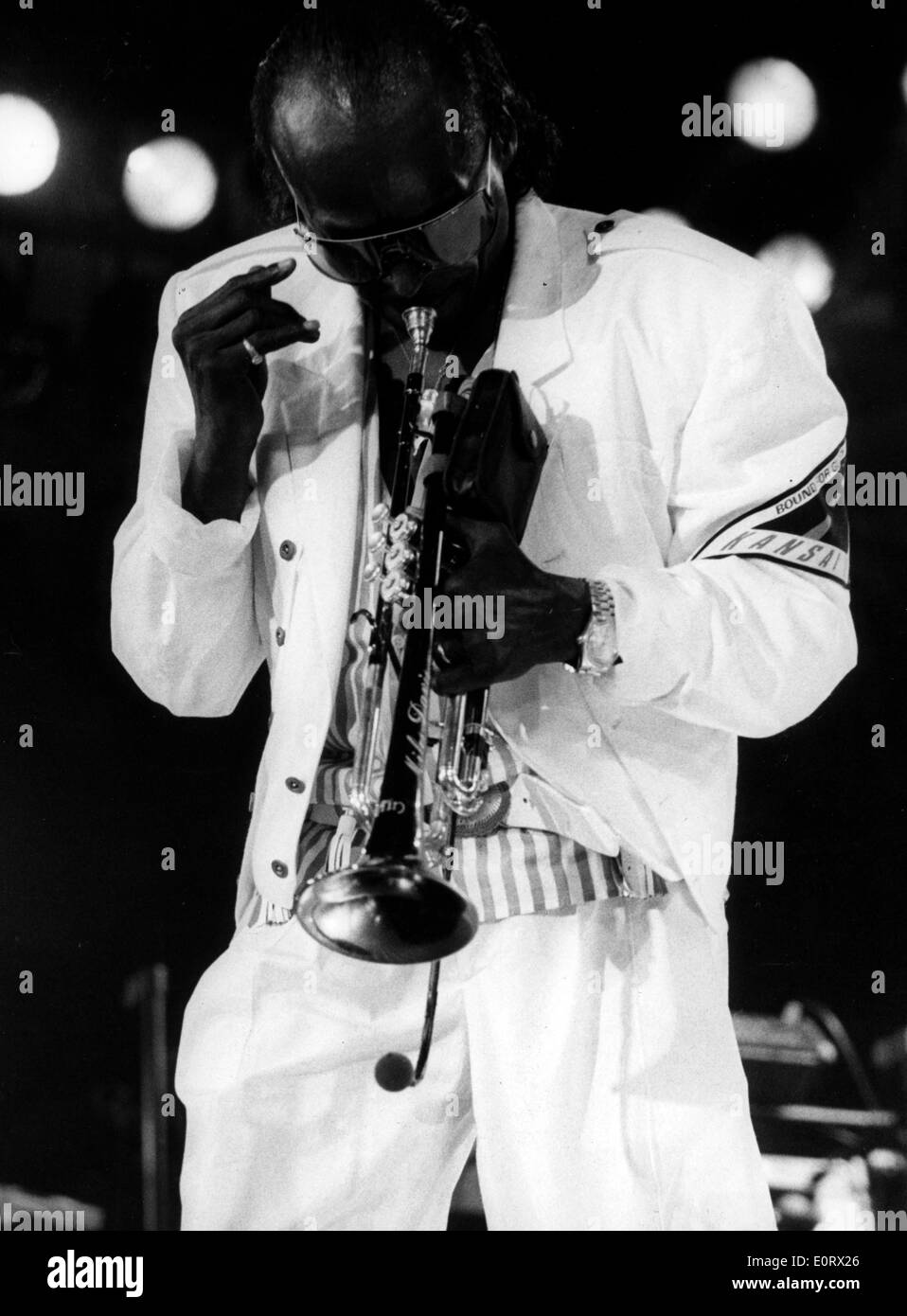 Musicista jazz Miles Davis di eseguire in un concerto Foto Stock