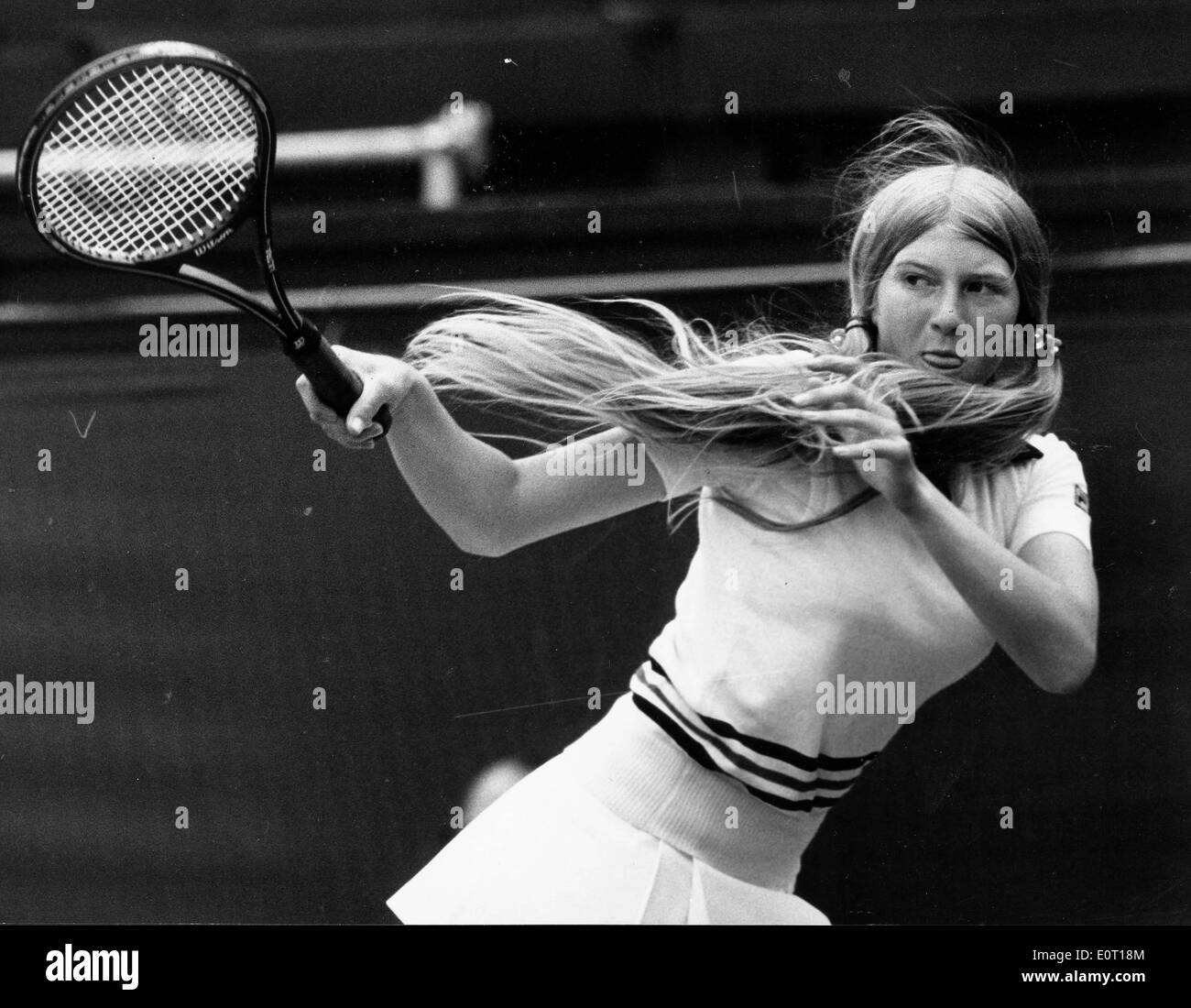 Tennis pro Andrea Jaeger durante una partita di tennis Foto Stock