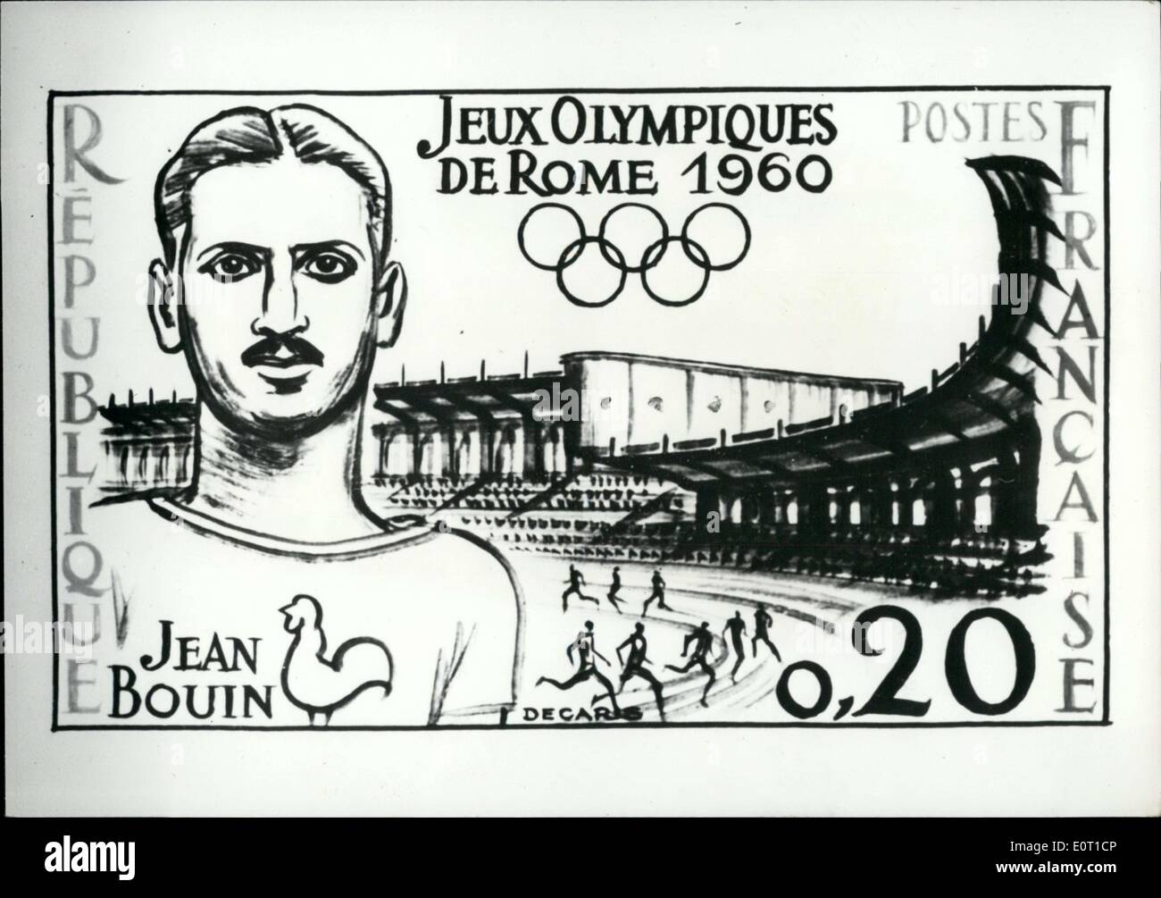 Giugno 14, 1960 - Jean Bouin dal 1912 Olimpiadi sul timbro per i giochi di Roma Foto Stock