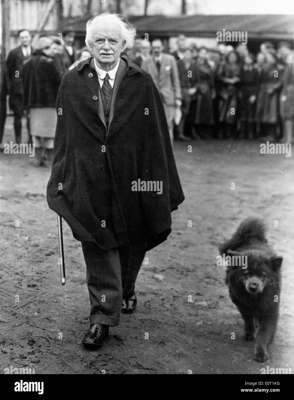 Primo Ministro David Lloyd George passeggiate con il cane Foto Stock