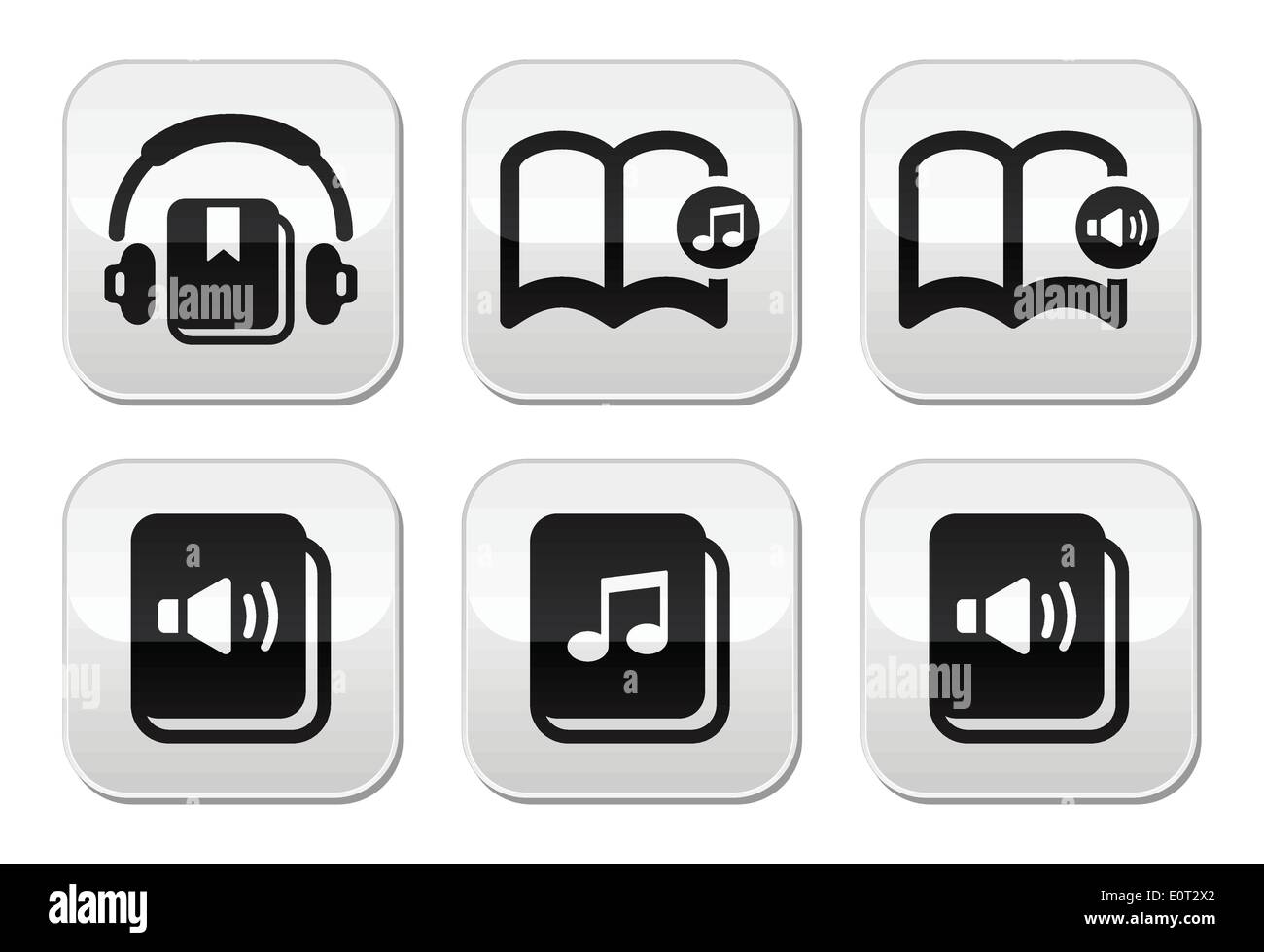 Audiolibro vettore set di pulsanti Illustrazione Vettoriale