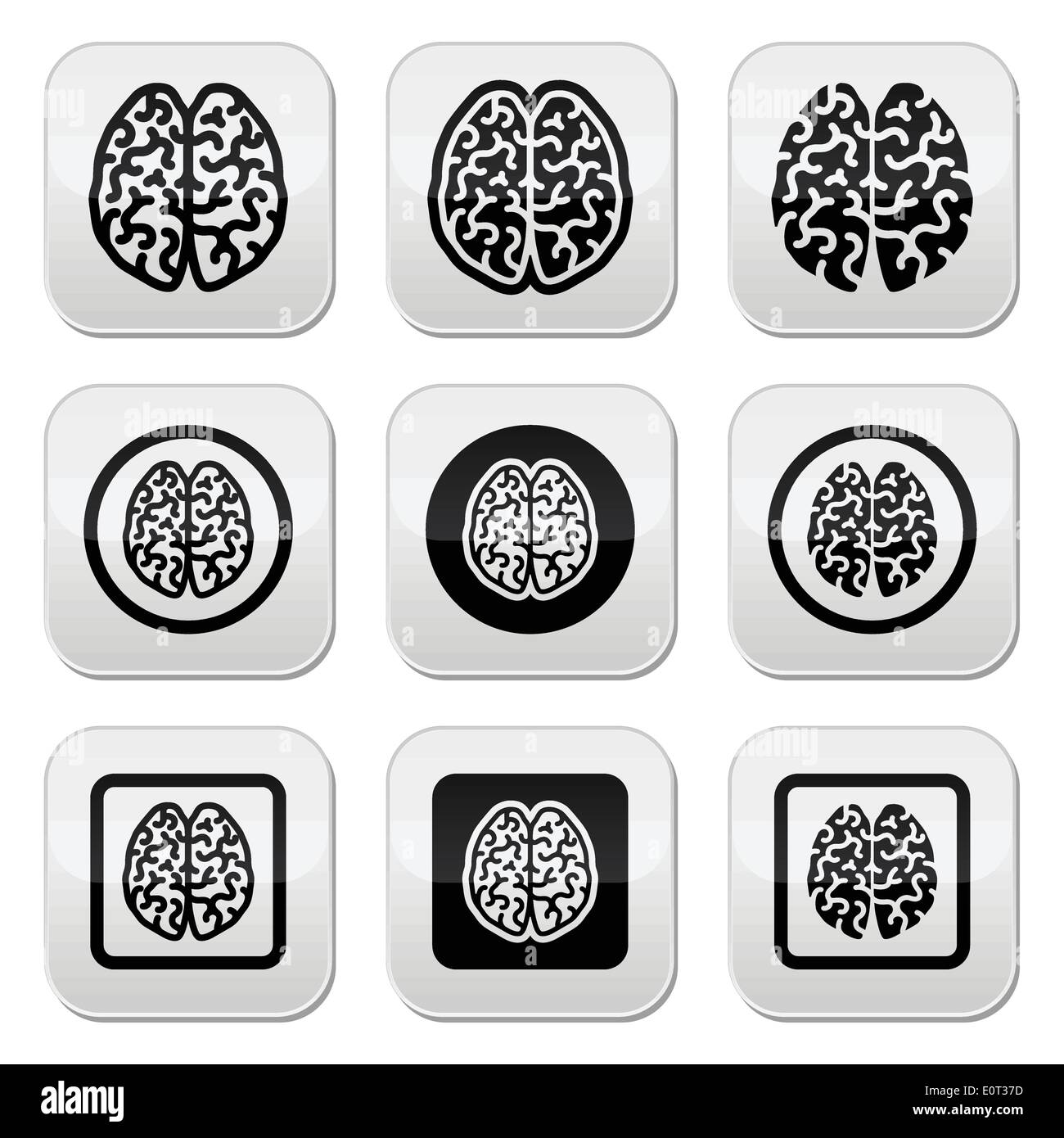Cervello umano di set di icone - intelligenza, creatività concetto Illustrazione Vettoriale