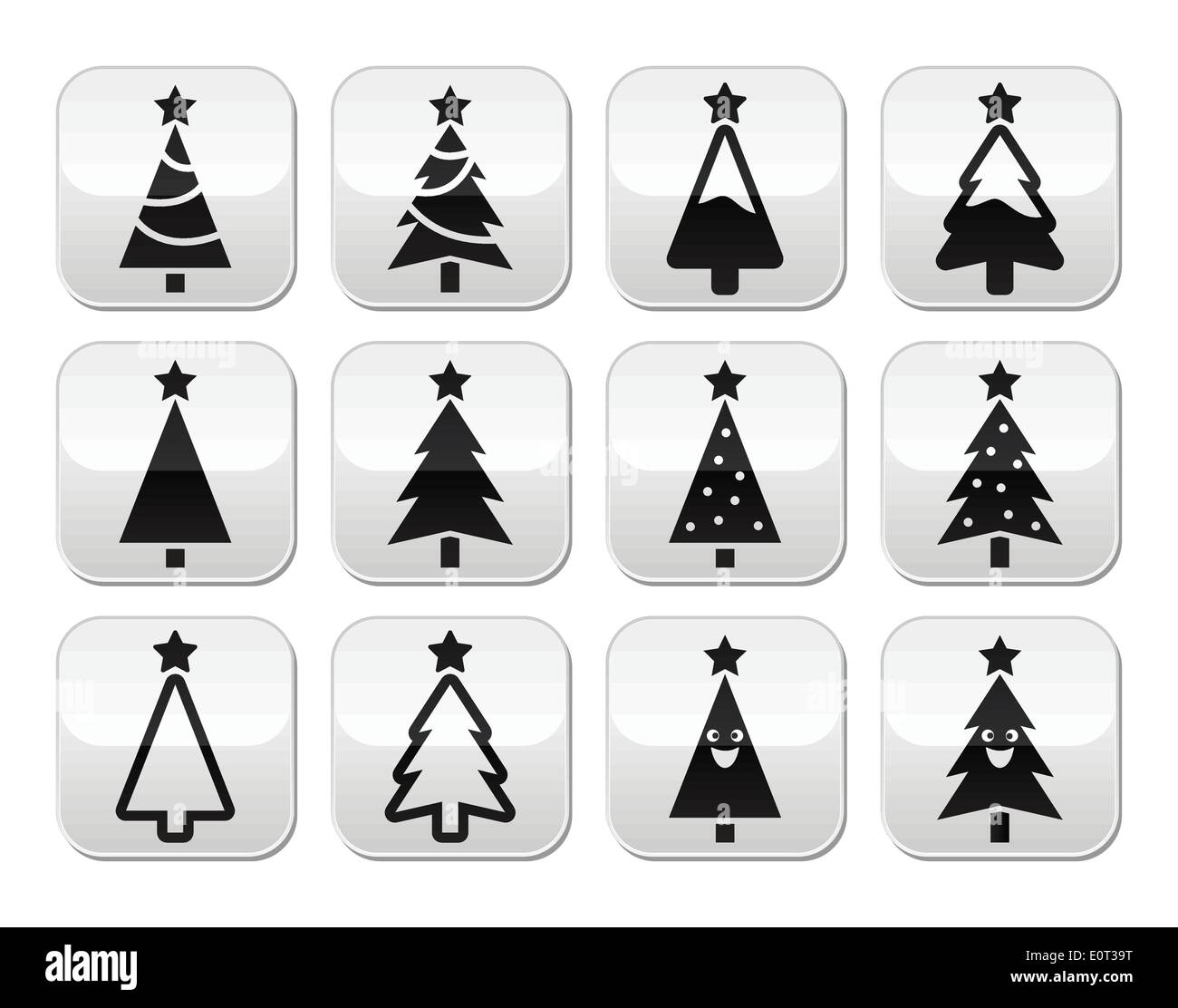 Albero di natale di vettore set di pulsanti Illustrazione Vettoriale