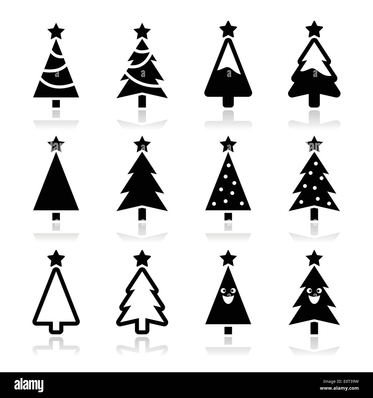Albero di Natale icone vettoriali impostato Illustrazione Vettoriale