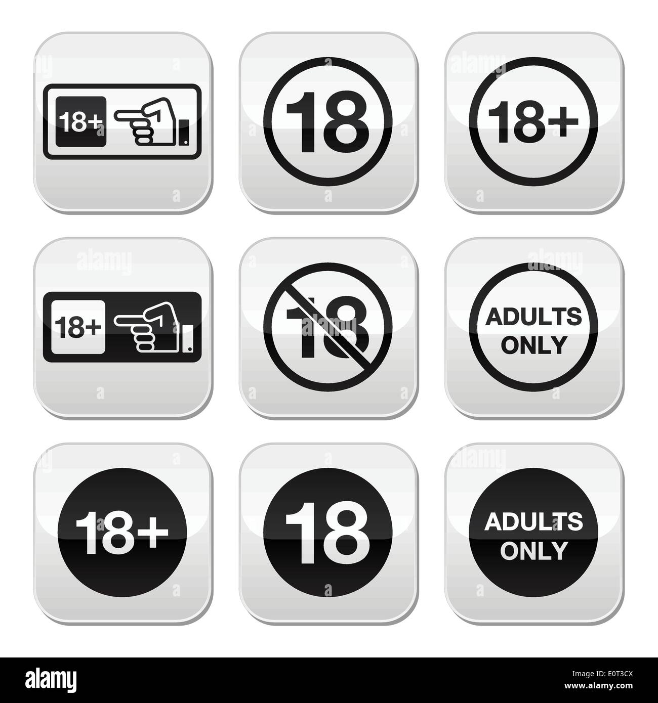 Sotto 18, solo gli adulti un cartello di segnalazione pulsanti Illustrazione Vettoriale