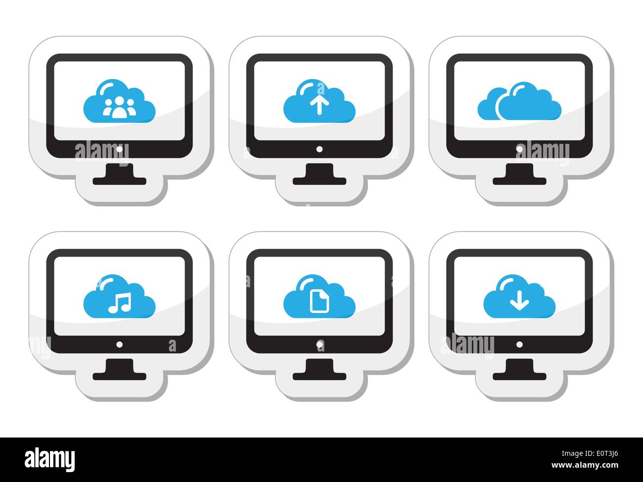 Computer e vettore di cloud di set di icone per il web Illustrazione Vettoriale