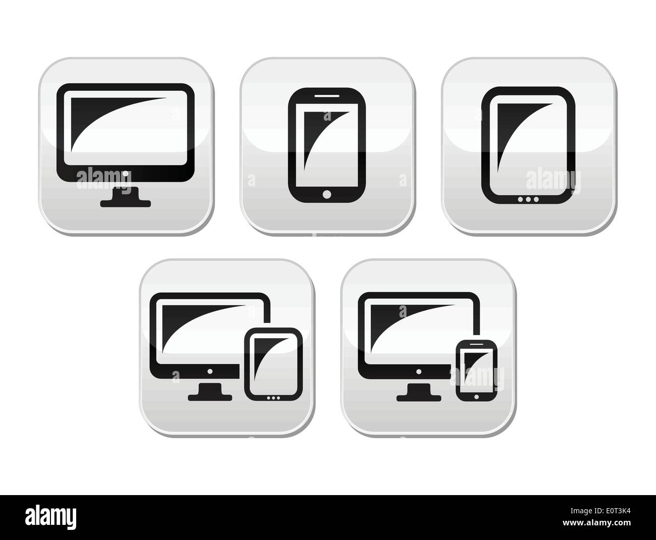 Computer, tablet, vettore dello smartphone i pulsanti impostati Illustrazione Vettoriale