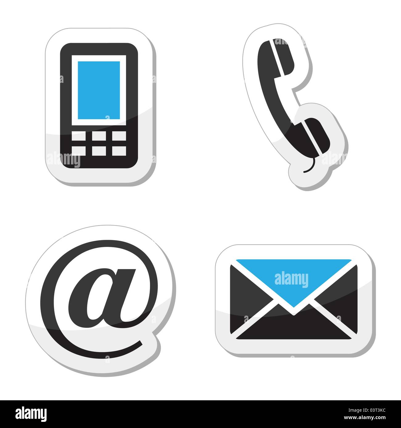 Contatto web internet e set di icone Illustrazione Vettoriale