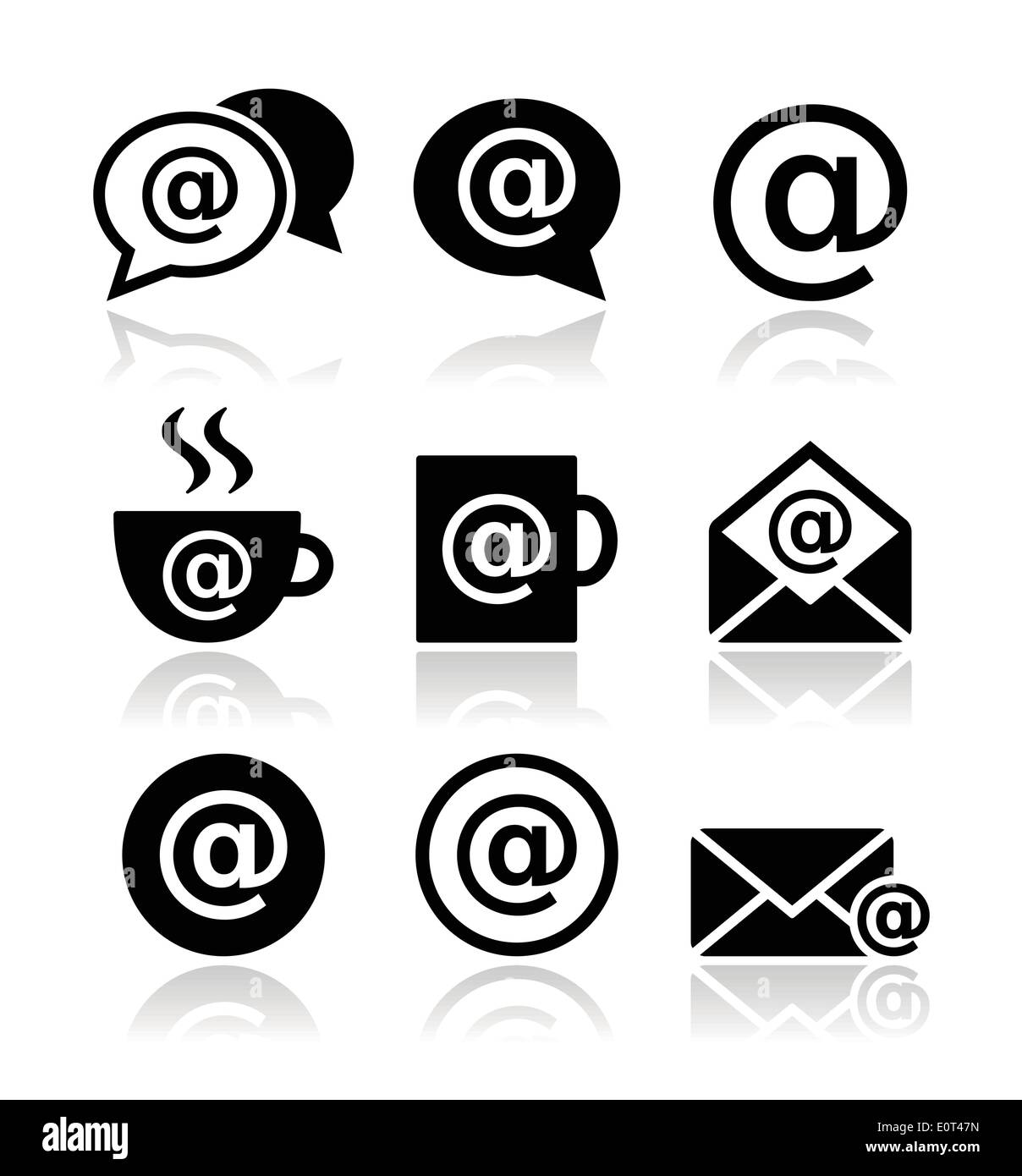 La posta elettronica e internet cafe, Wifi vettore set di icone Illustrazione Vettoriale