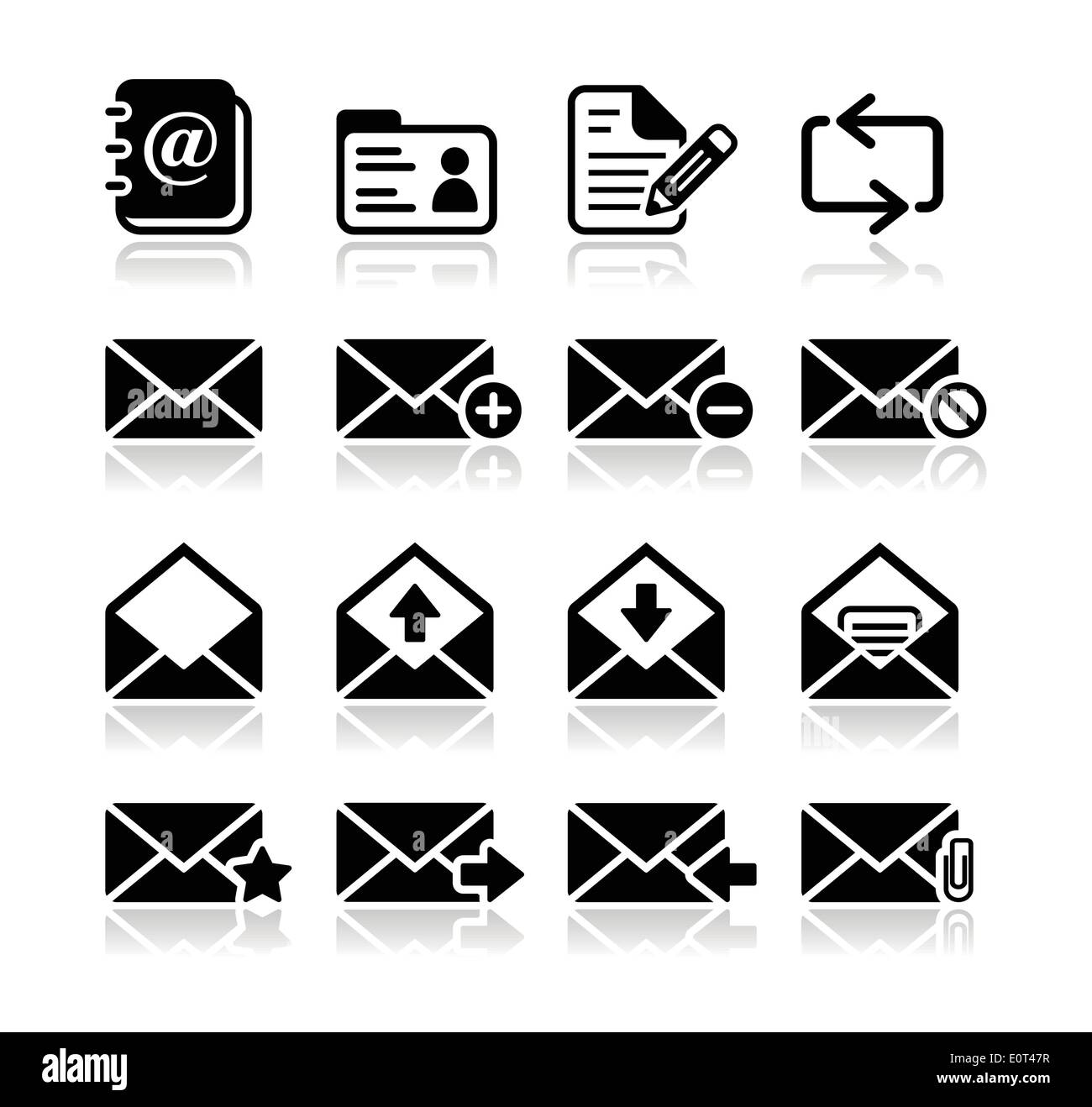 La cassetta postale di posta elettronica vettore set di icone Illustrazione Vettoriale