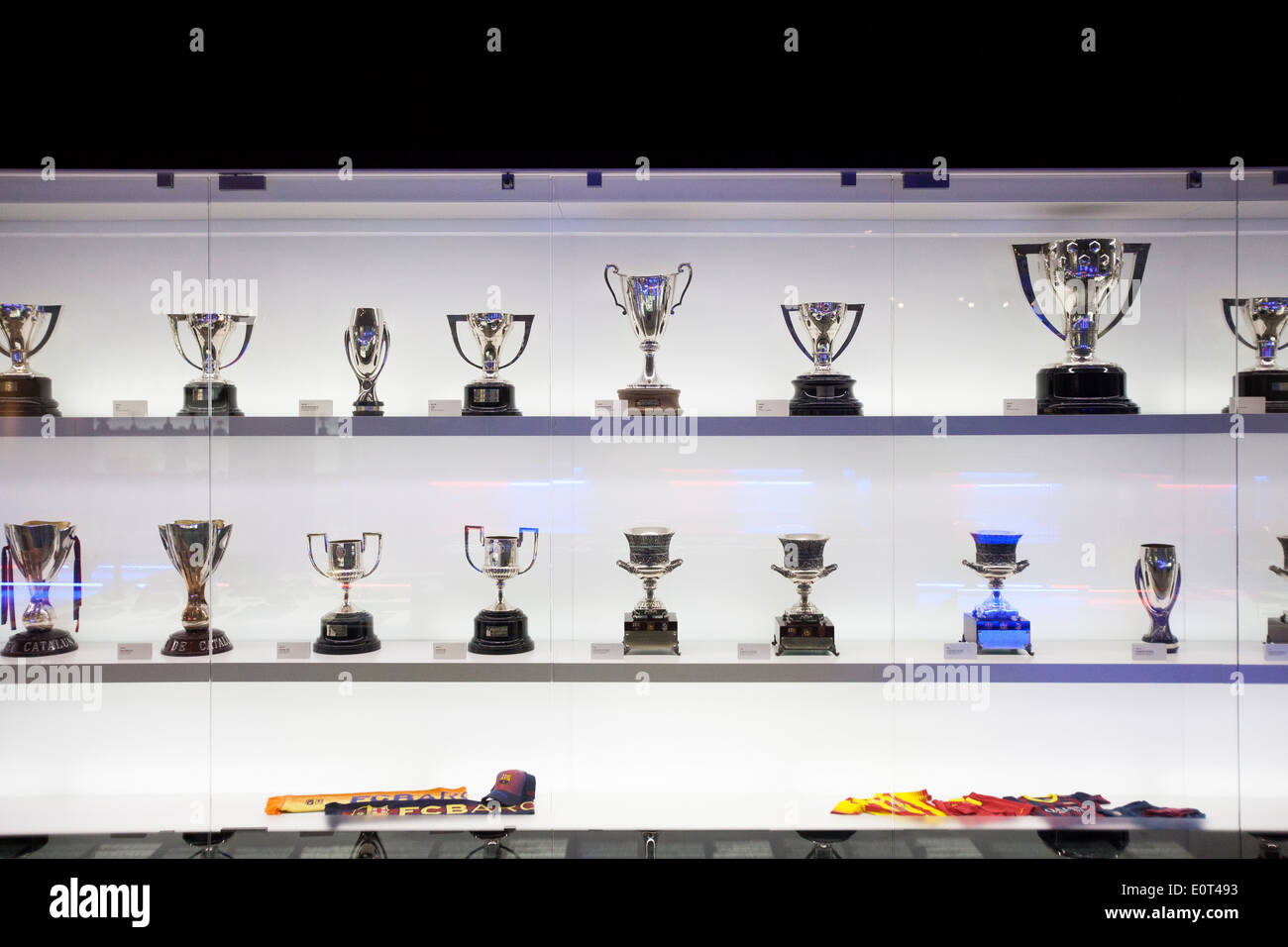 Trophys alla FC. Museo di Barcellona Foto Stock