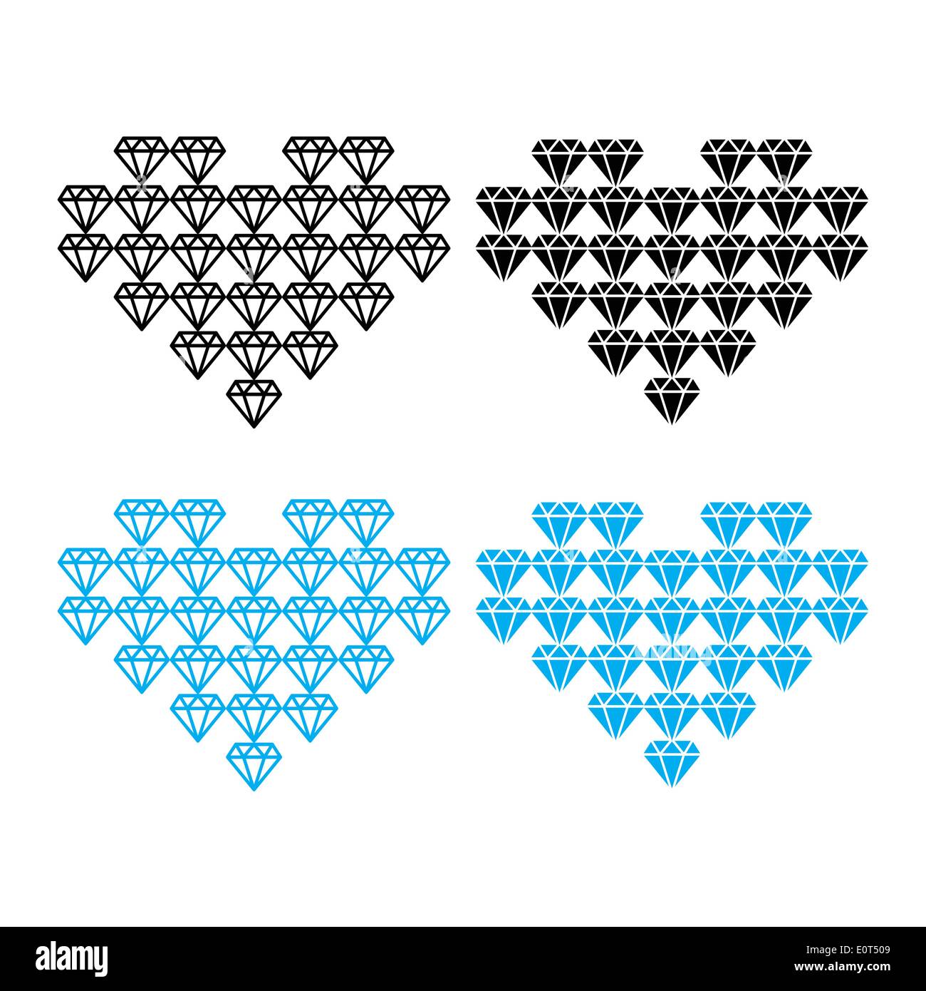 Cuore di diamante, vettore di lusso set di icone Illustrazione Vettoriale