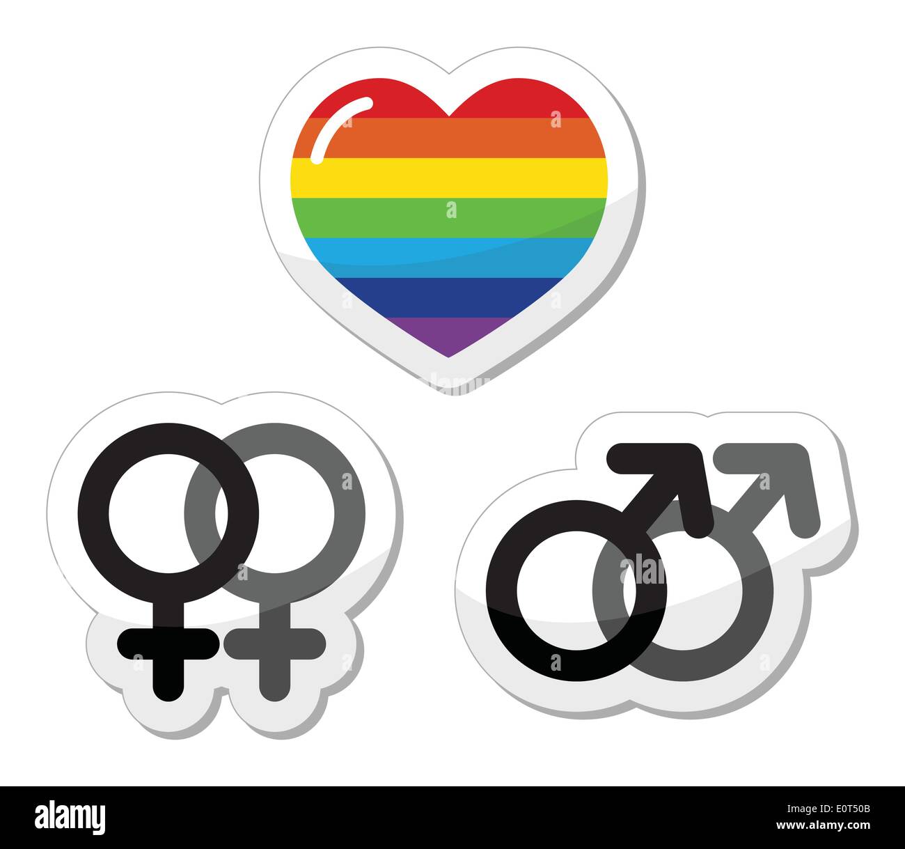 Coppia gay, gay love set di icone Illustrazione Vettoriale