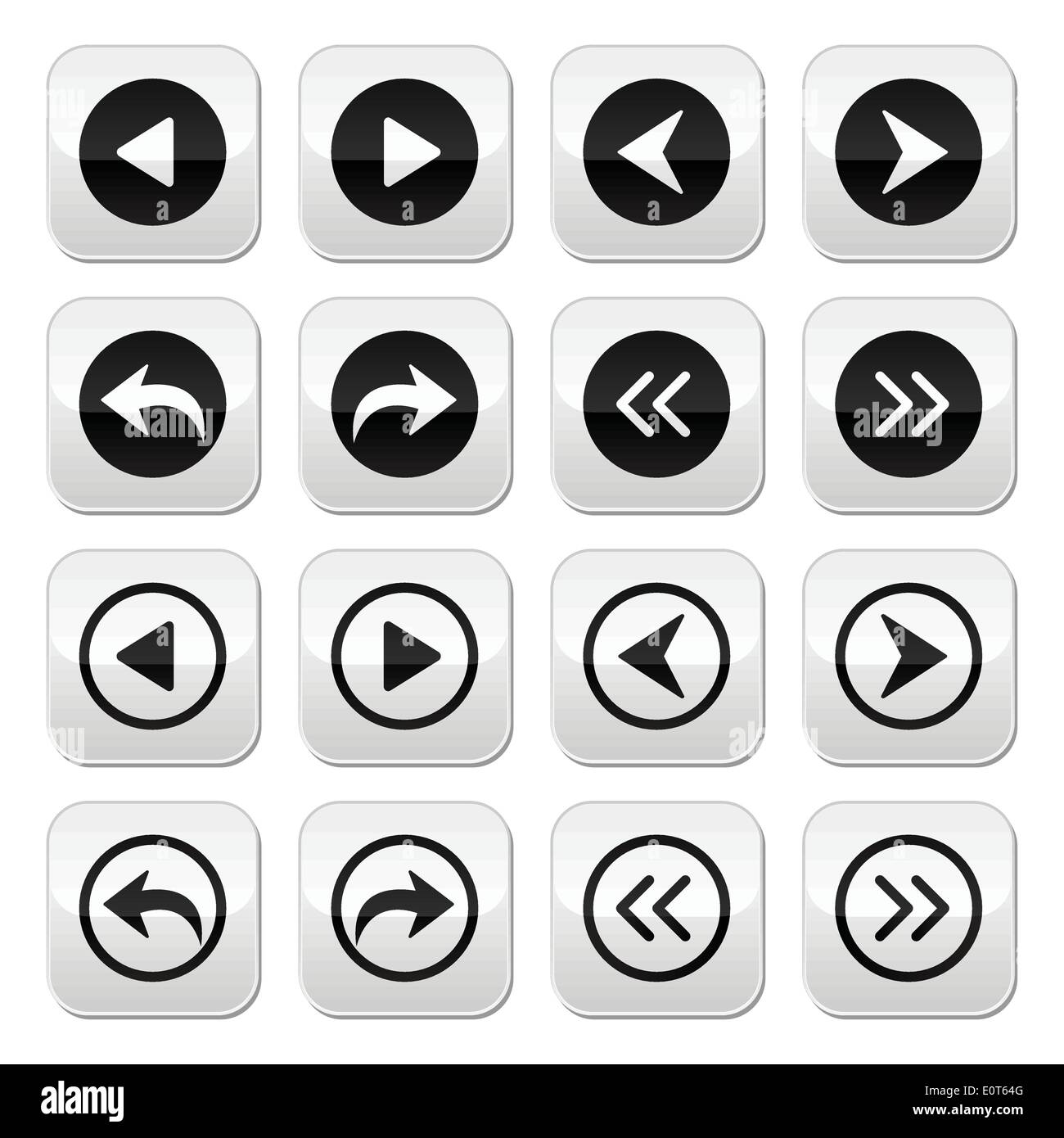 Precedente, Successivo vettore frecce pulsanti impostati Illustrazione Vettoriale