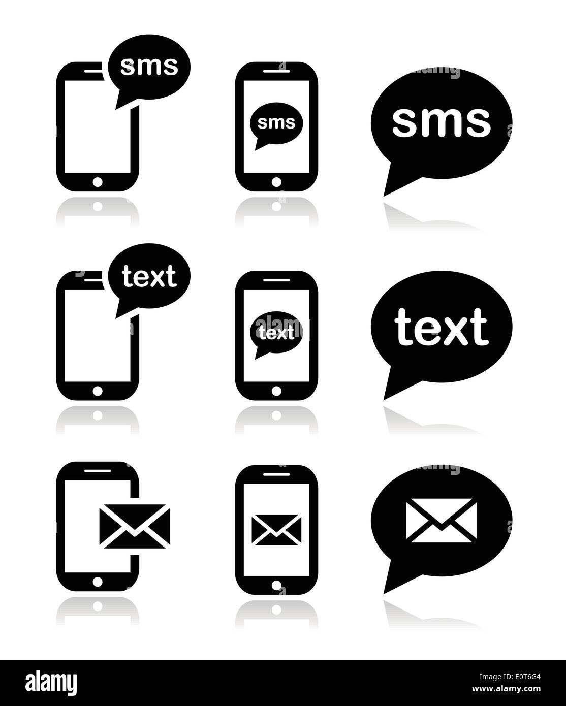 Mobile sms le icone di posta elettronica impostare Illustrazione Vettoriale