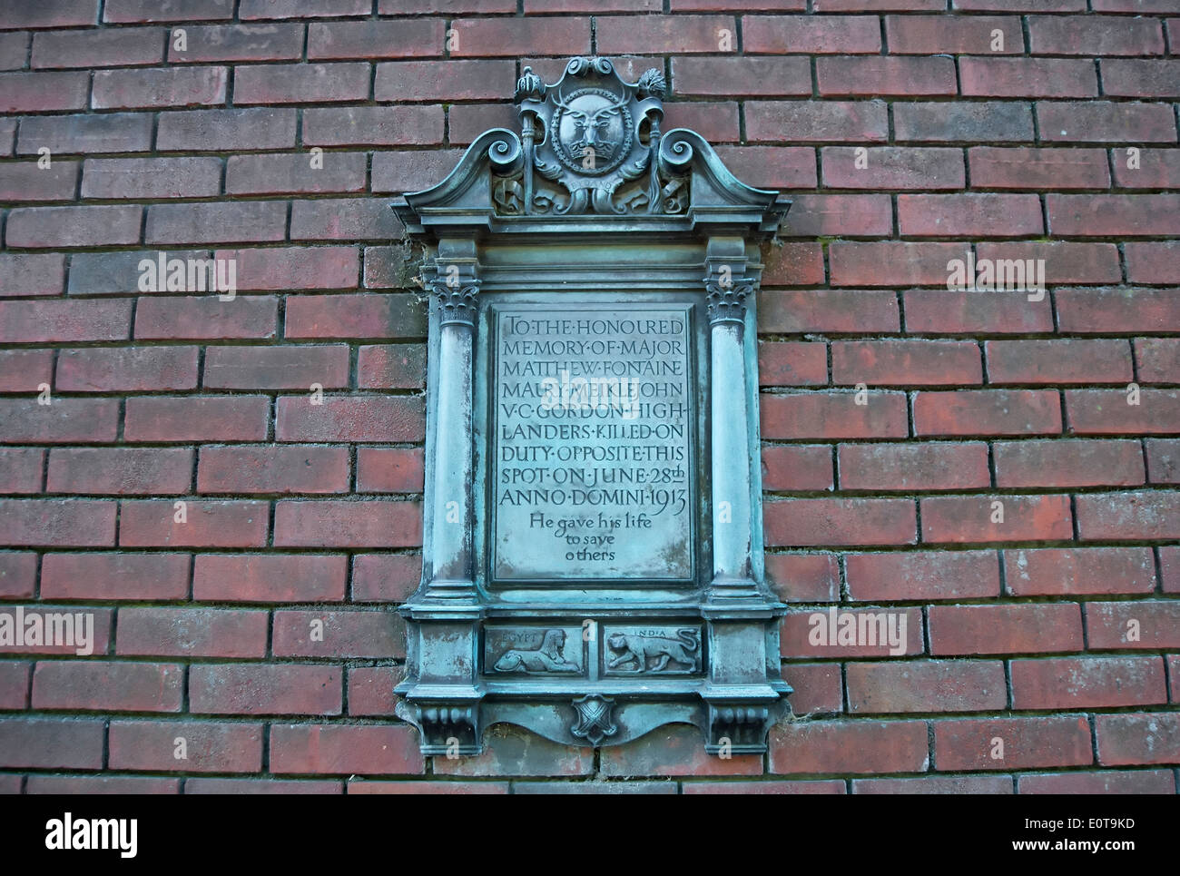 Wall memorial a importanti matthew fontaine maury meiklejohn, titolare della Victoria Cross, Hyde Park, Londra, Inghilterra Foto Stock