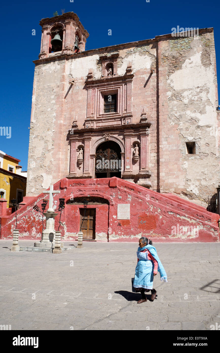 Facciata di San Roche Chiesa Plaza San Fernando Guanajuato Messico Foto Stock