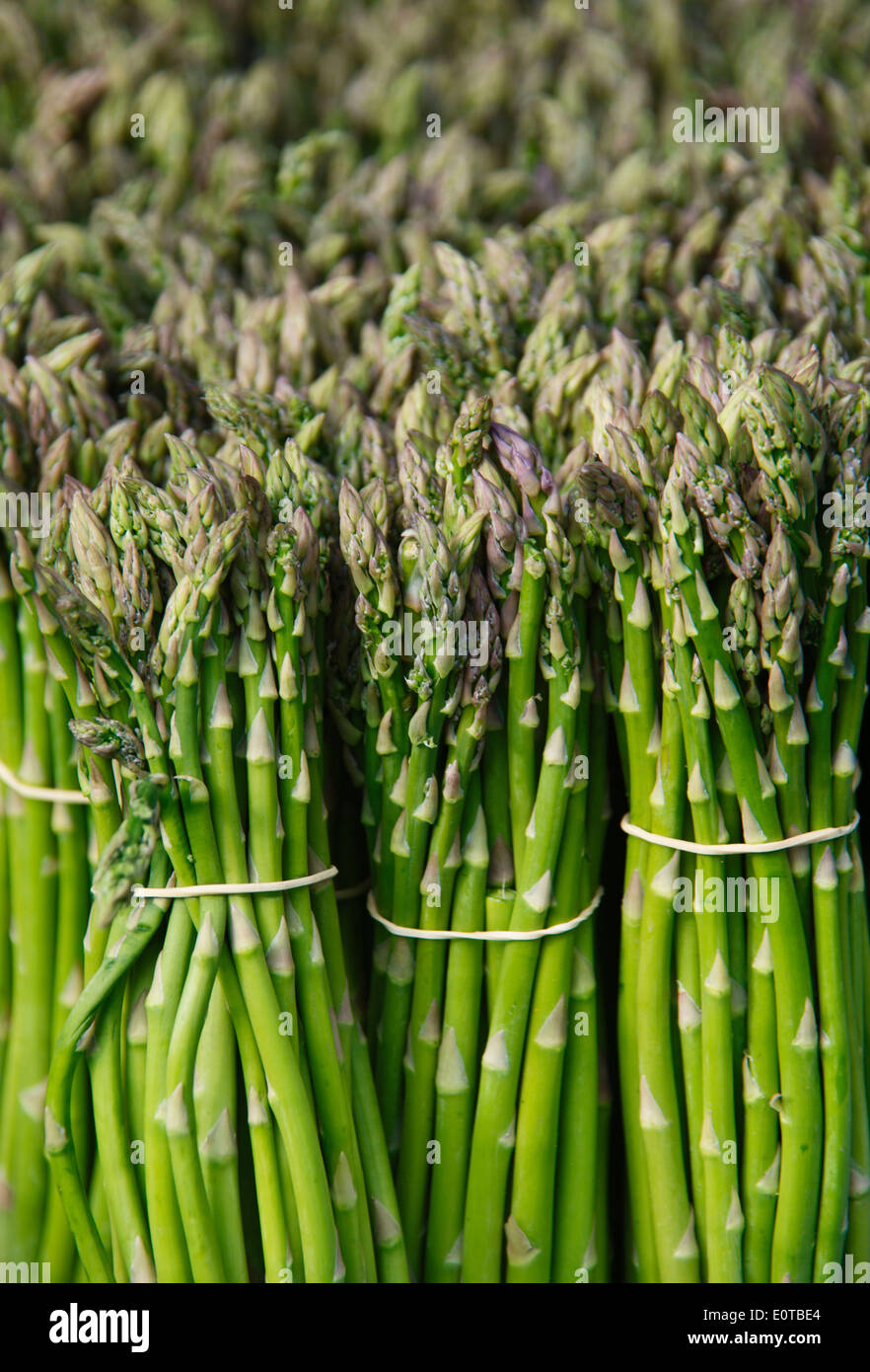 Asparagi alimentare poca profondità di campo verde Foto Stock