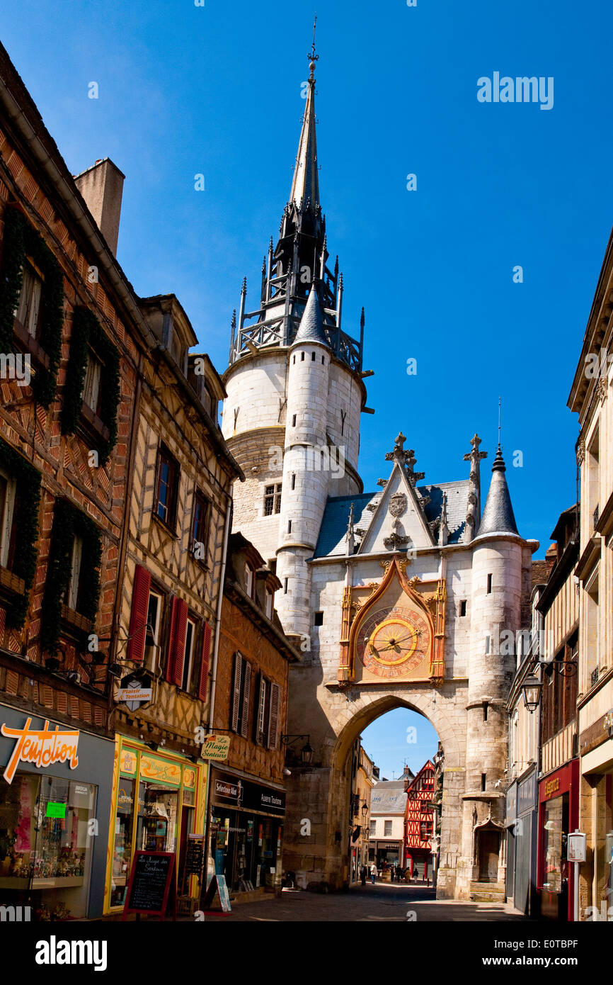 Torre dell Orologio in Auxerre, Borgogna, Francia Foto Stock