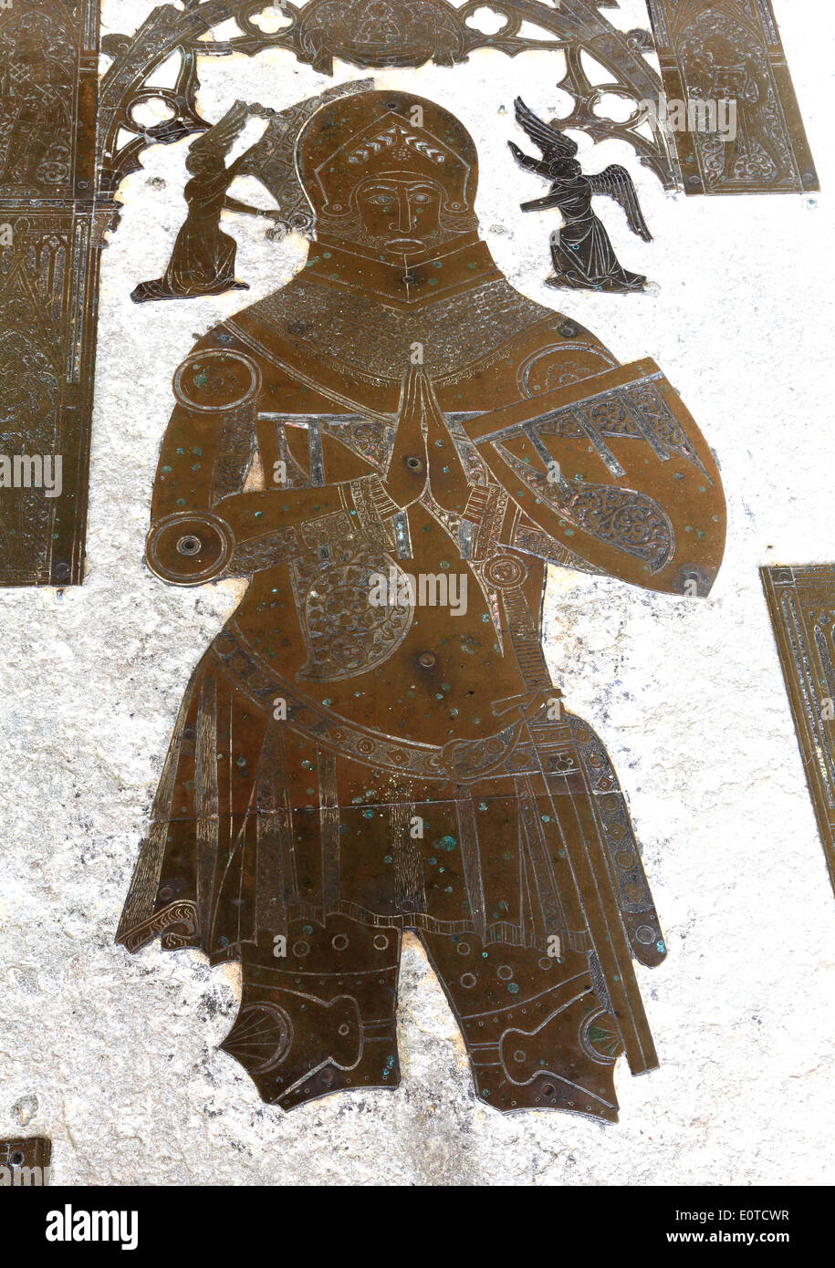 Sir Hugh Hastings, 1347, Elsing, Norfolk, Inglese Medievale ottone monumentale effigie ottoni effigi England Regno Unito xiv secolo Foto Stock