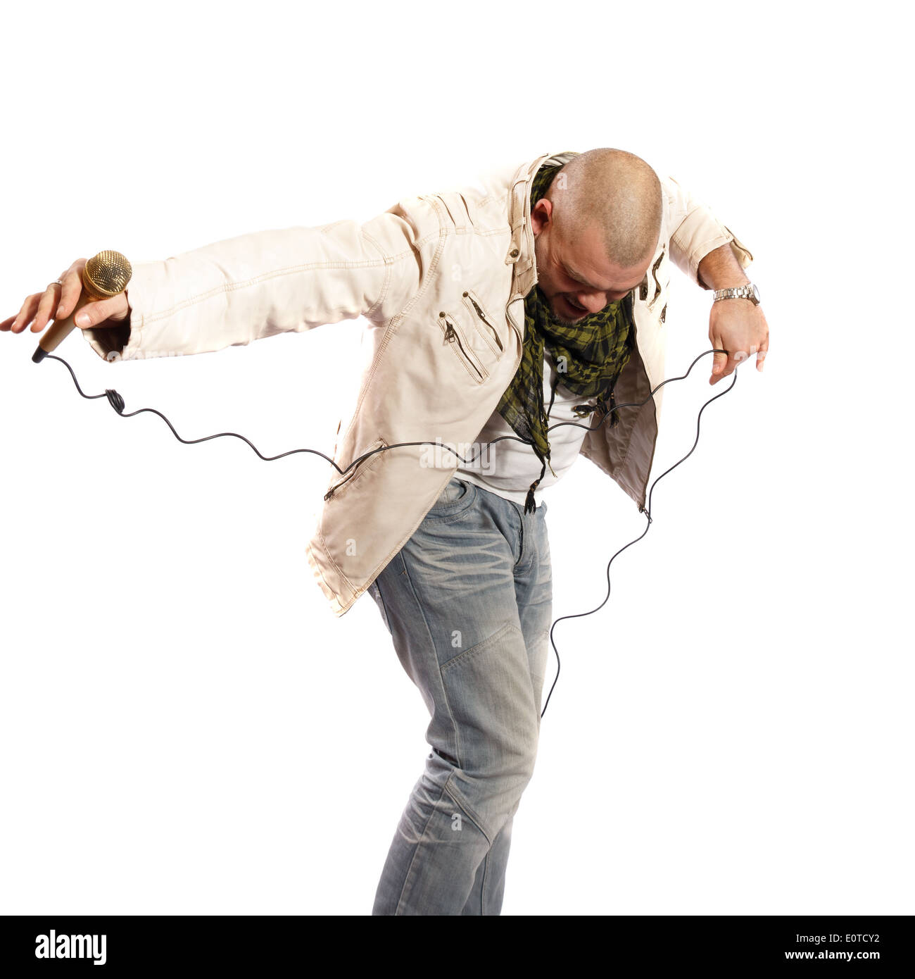 Il cantante rock dancing Foto Stock