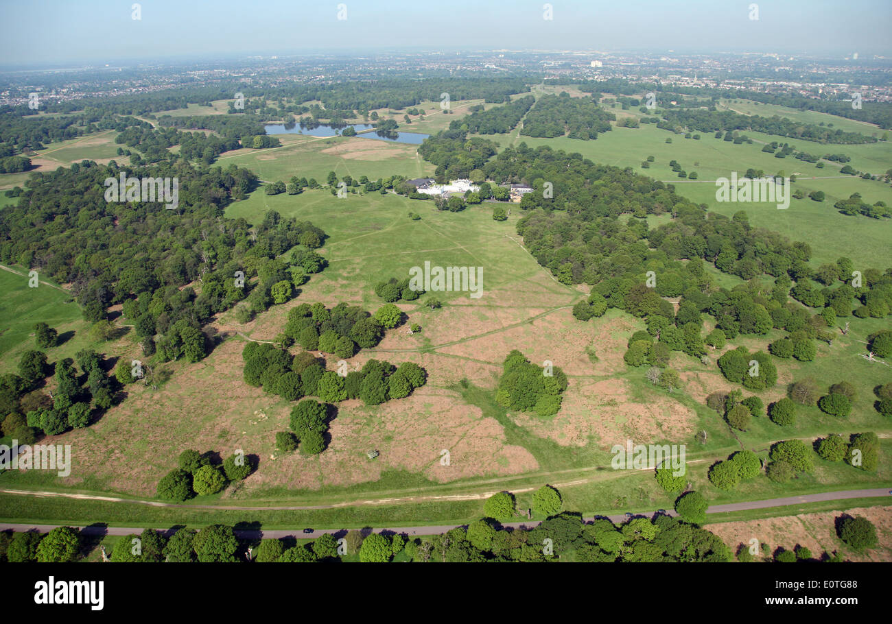 Vista aerea del White Lodge a Richmond Park, London, Regno Unito Foto Stock