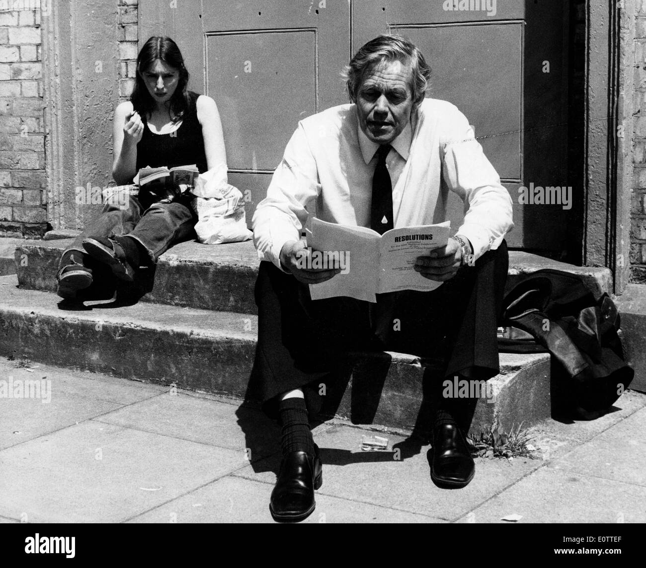 Sindacalista Alan Fisher gode il pranzo Foto Stock