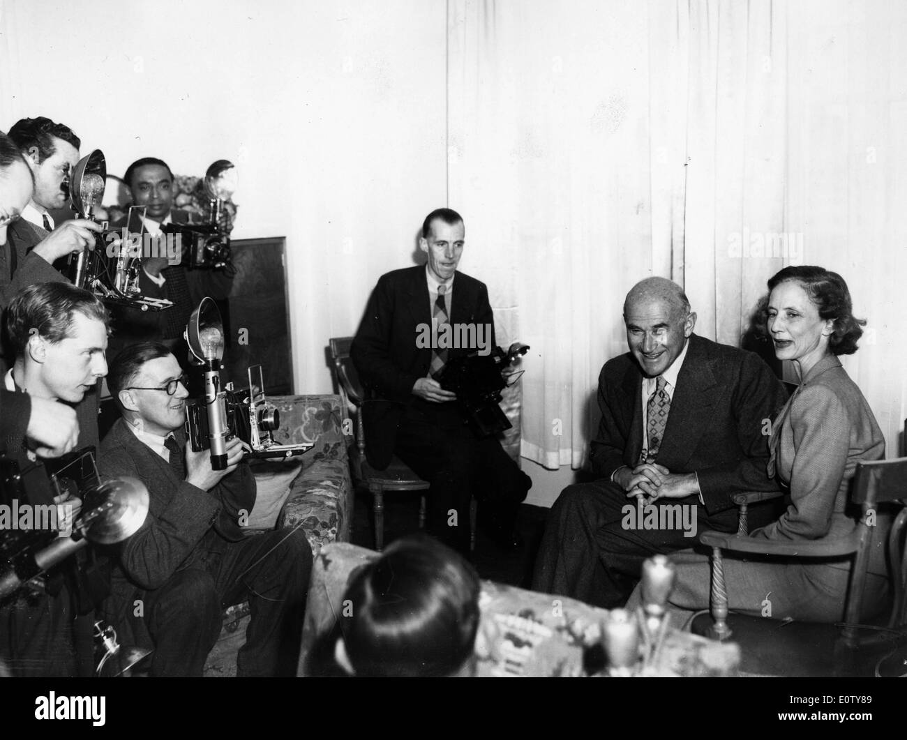 Produttore Samuel Goldwyn in occasione di una riunione Foto Stock