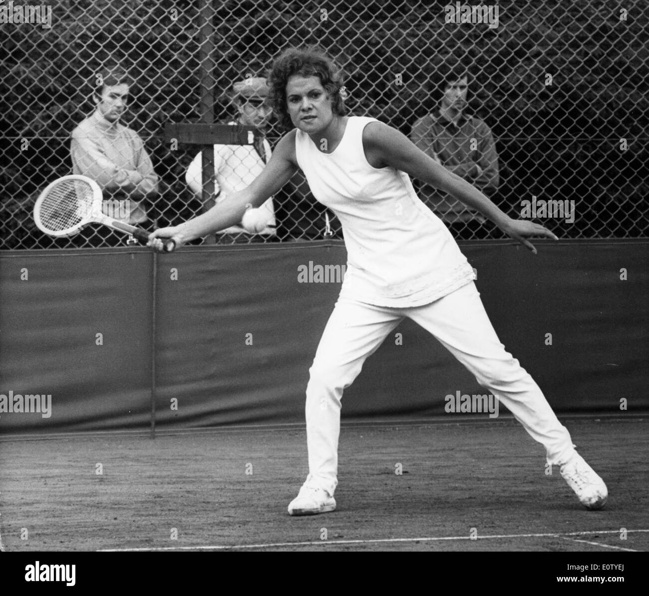 Evonne Goolagong durante una partita di tennis Foto Stock