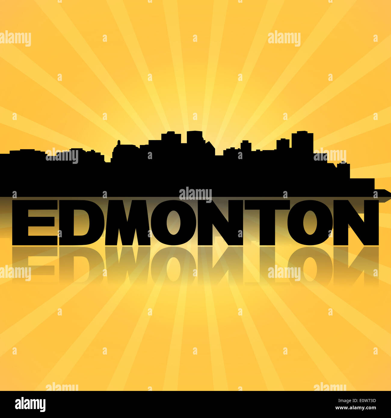 Edmonton skyline riflesso con sunburst illustrazione Foto Stock