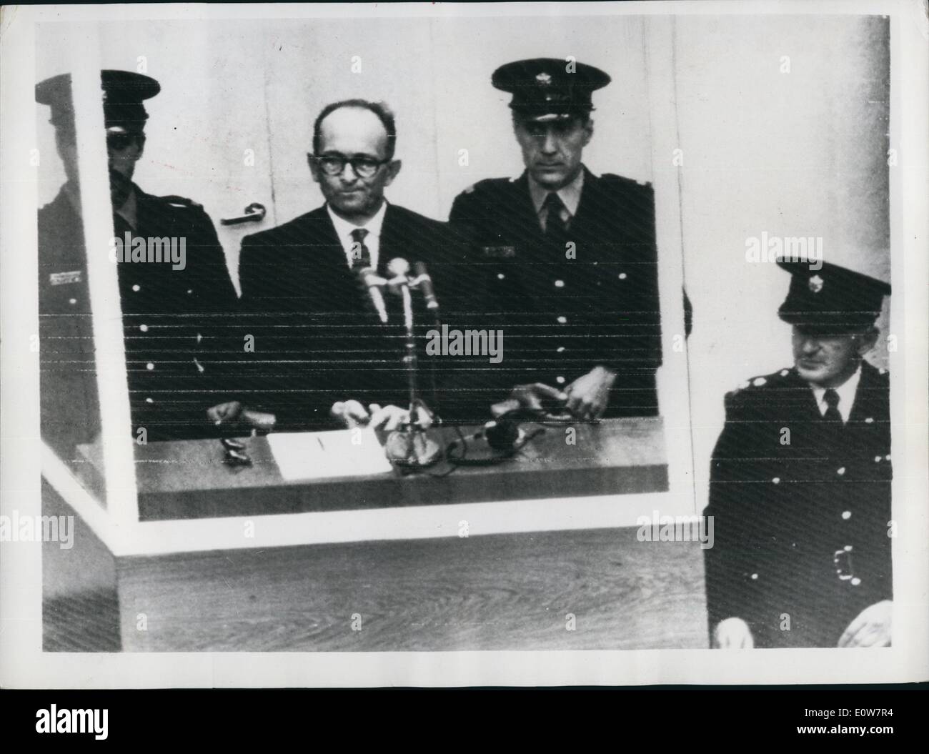 Nov. 11, 1961 - Apertura di Adolf Eichmann in prova - a Gerusalemme. Caricato con omicidi di massa degli ebrei: la versione di prova ha aperto questo Foto Stock